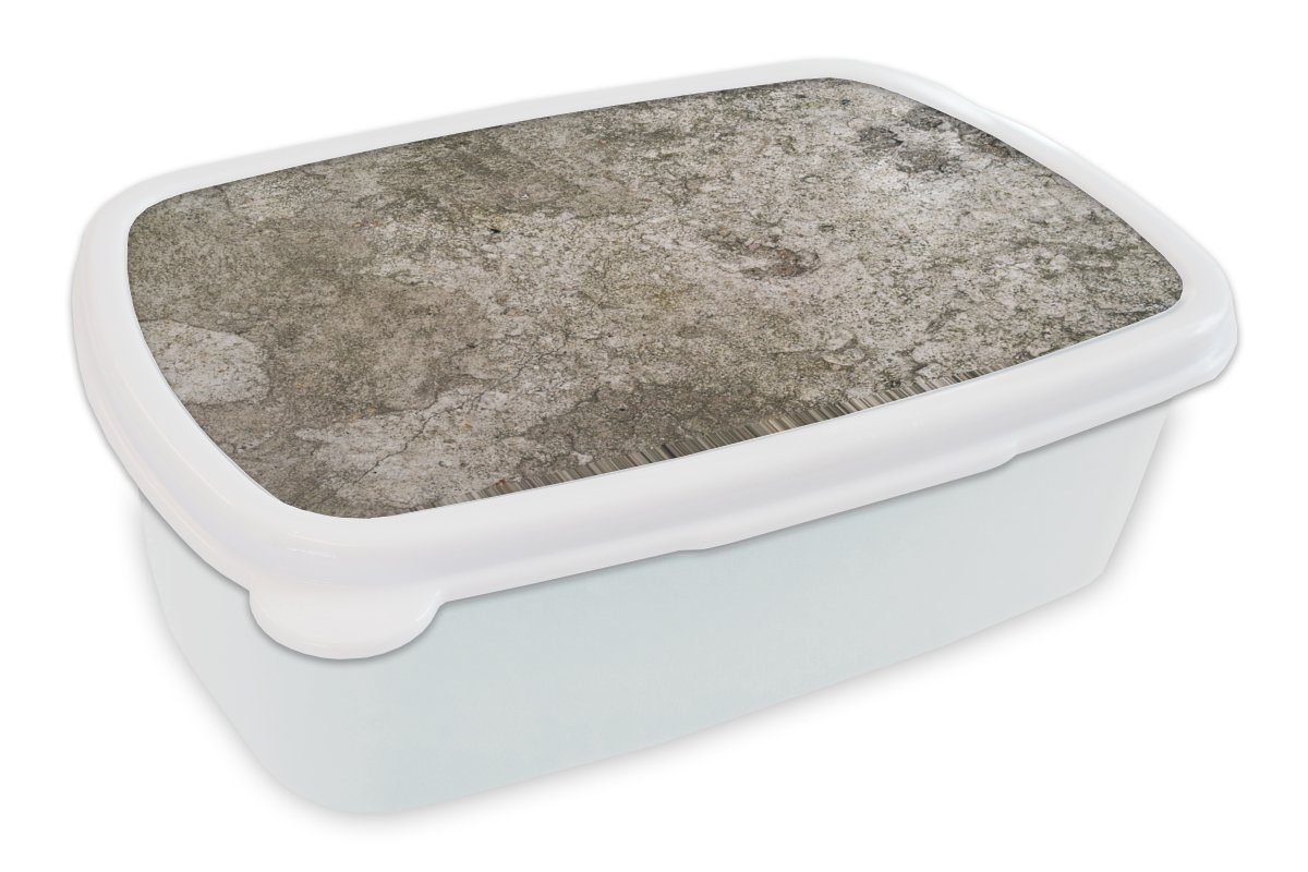 MuchoWow Lunchbox Rost - Stein - Schiefer - Beton, Kunststoff, (2-tlg), Brotbox für Kinder und Erwachsene, Brotdose, für Jungs und Mädchen weiß