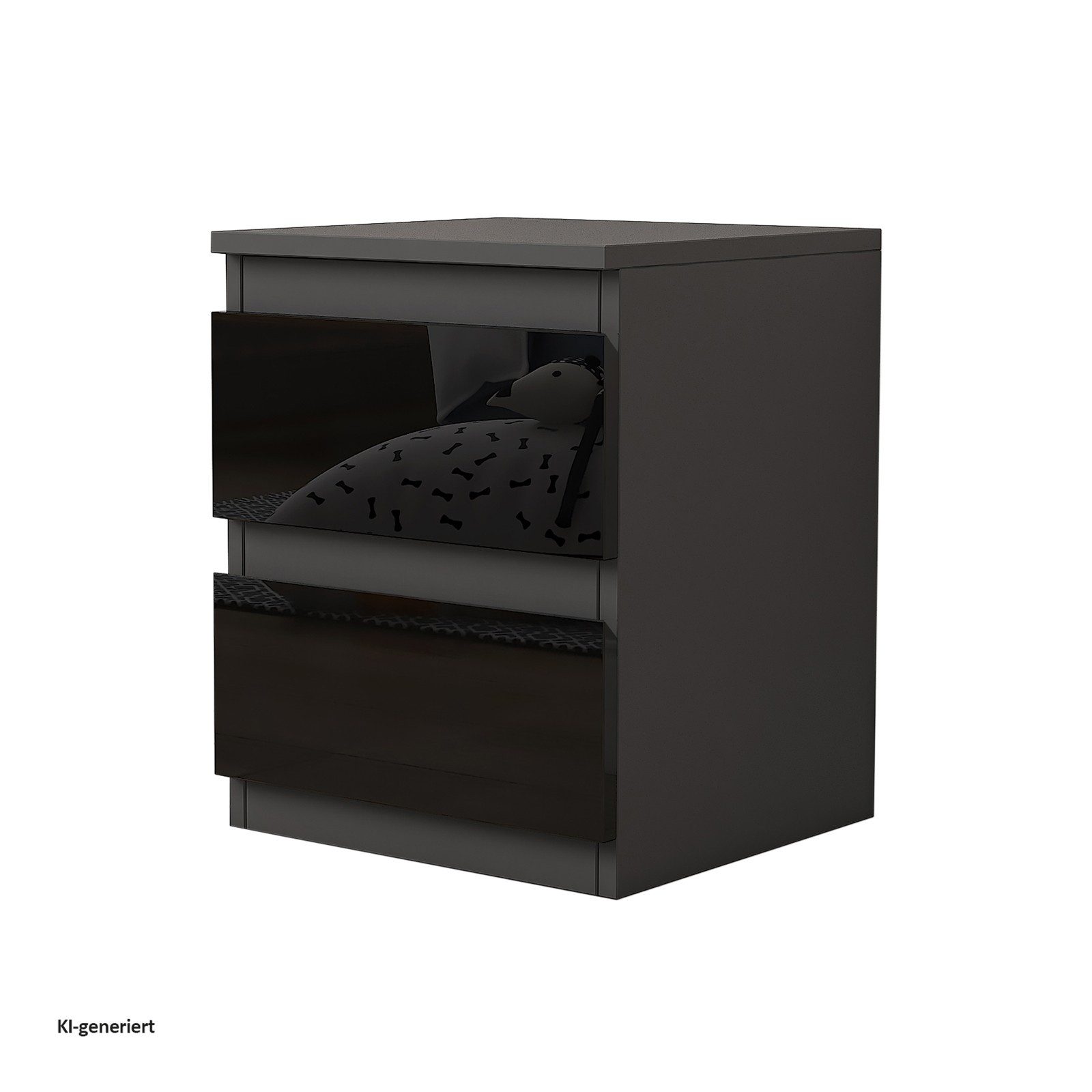 HTI-Living Nachtkommode Nachtschrank Kenji Hochglanz (Stück, 1 St., 1 Nachtschrank), Nachtkommode 2 Schubladen