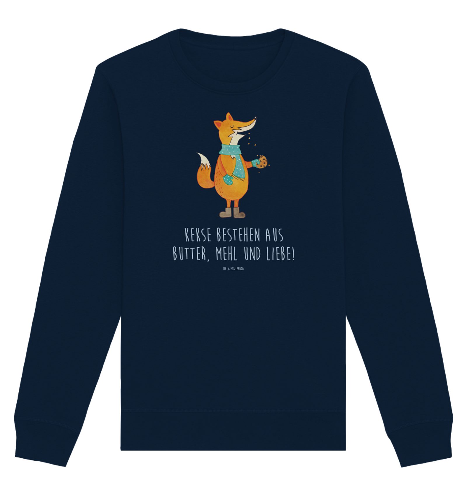 Longpullover Fuchs Keks Größe M - French Navy - Geschenk, Pullover Frauen, Pullove