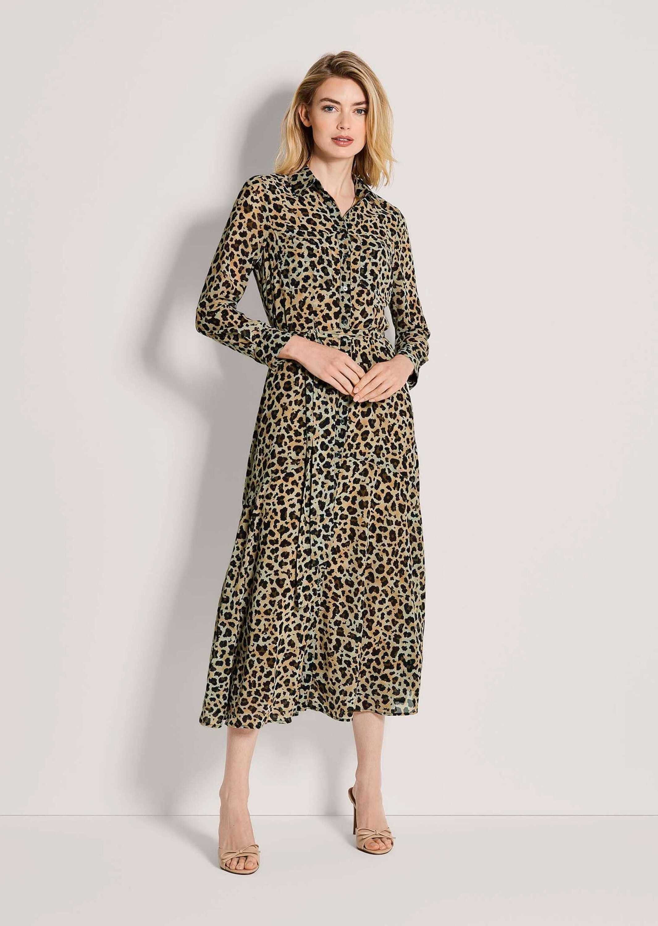 MADELEINE Maxikleid Druckkleid mit Leo-Muster Midikleid mit Hemdkragen, Bin günstig online kaufen