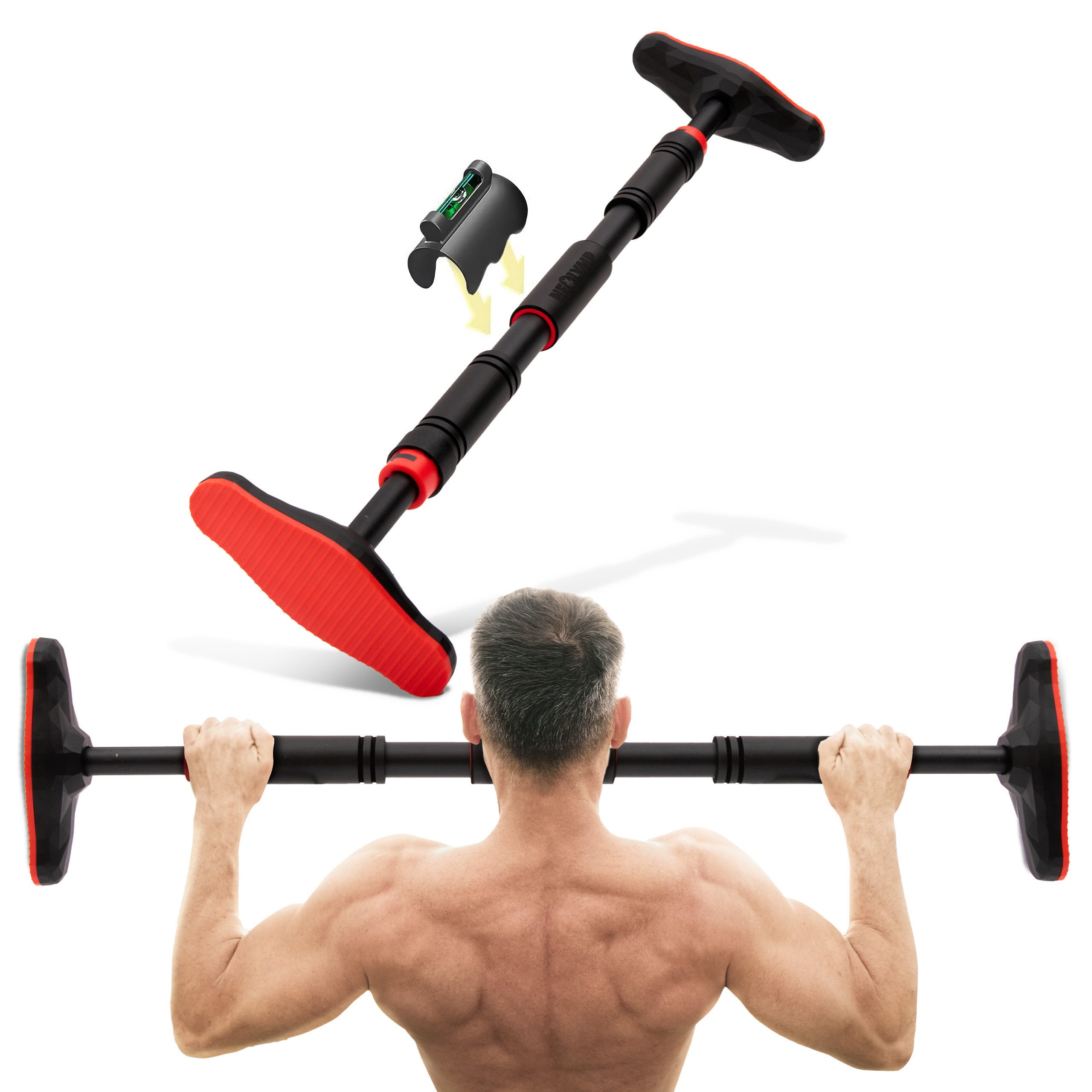 NEOLYMP Klimmzugstange Klimmzug Hilfe - Ohne Schrauben - Klimmzugstange Türrahmen - Pull up (Klimmzugstange im Türrahmen - 2 verschiedene Farben - Home Gym), Schaumstoffgriffe - Bis 300kg - Verstellbar 73-100cm - Klimmzüge