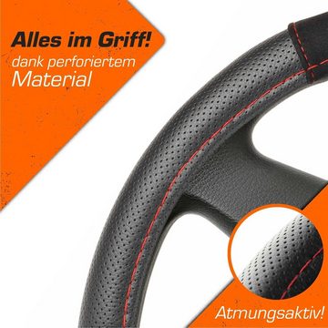 Upgrade4cars Lenkradbezug Alcantara/Kunstleder, Ø 37,00 - 39,00 cm, Elegantes Alcantara und sportliches, perforiertes Leder