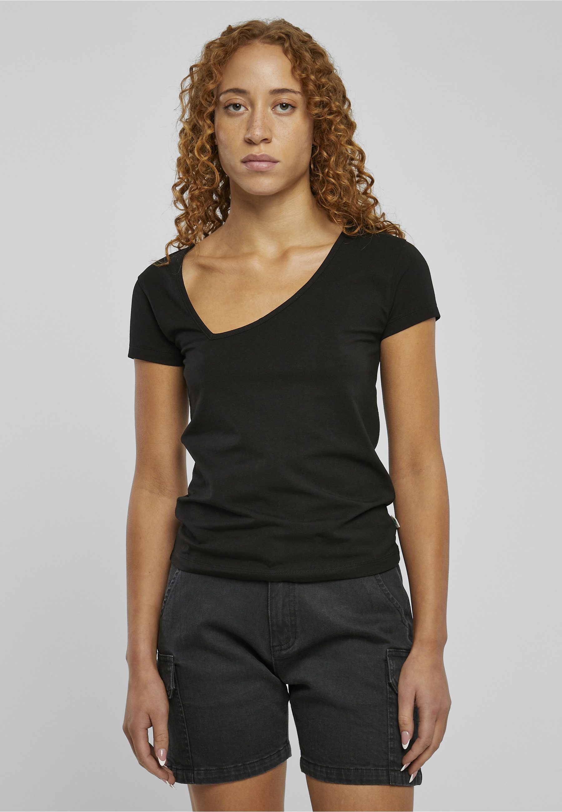 URBAN CLASSICS T-Shirt Urban Classics Damen Ladies Organic Asymmetric Neckline Tee (1-tlg)