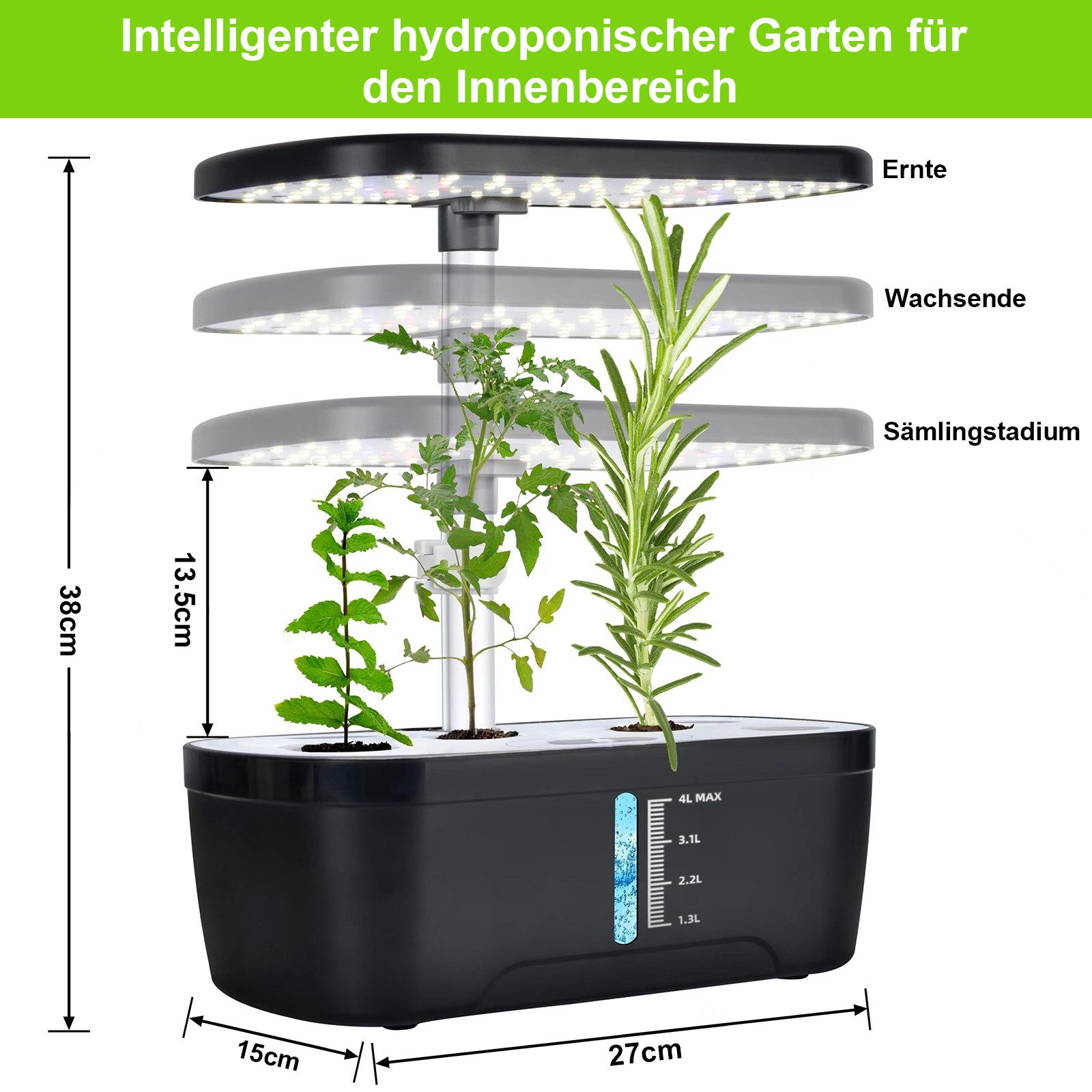Jibenhome Pflanzkübel Indoor Kräutergarten Set mit LED Grow Light & Timer,8 günstig online kaufen