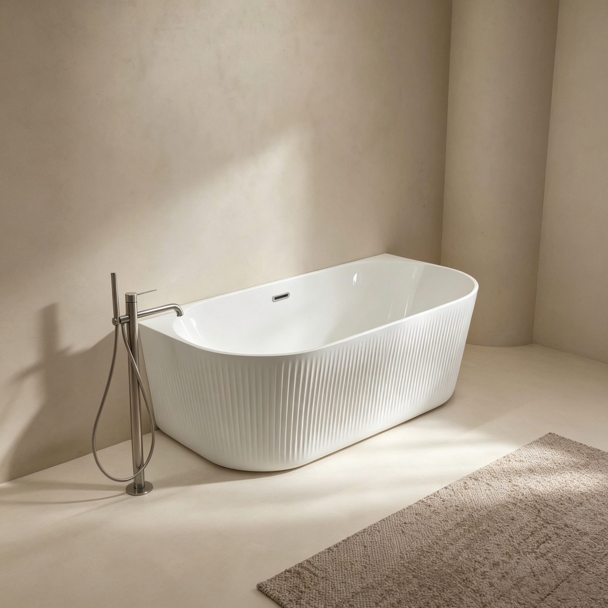 welltime Badewanne Sines, wandanliegend, aus hochwertigem Sanitäracryl, mit Pop Up Ventil