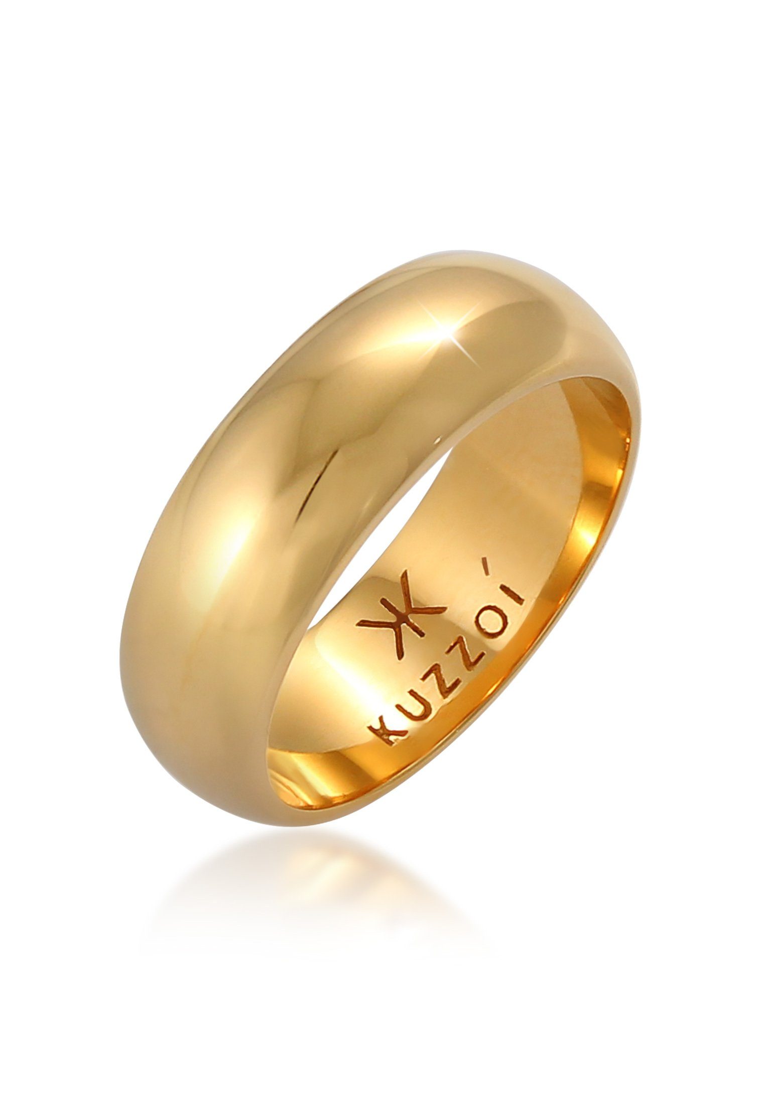 Kuzzoi Silberring Herren Bandring Basic Breit Klassik 925 Silber Gold