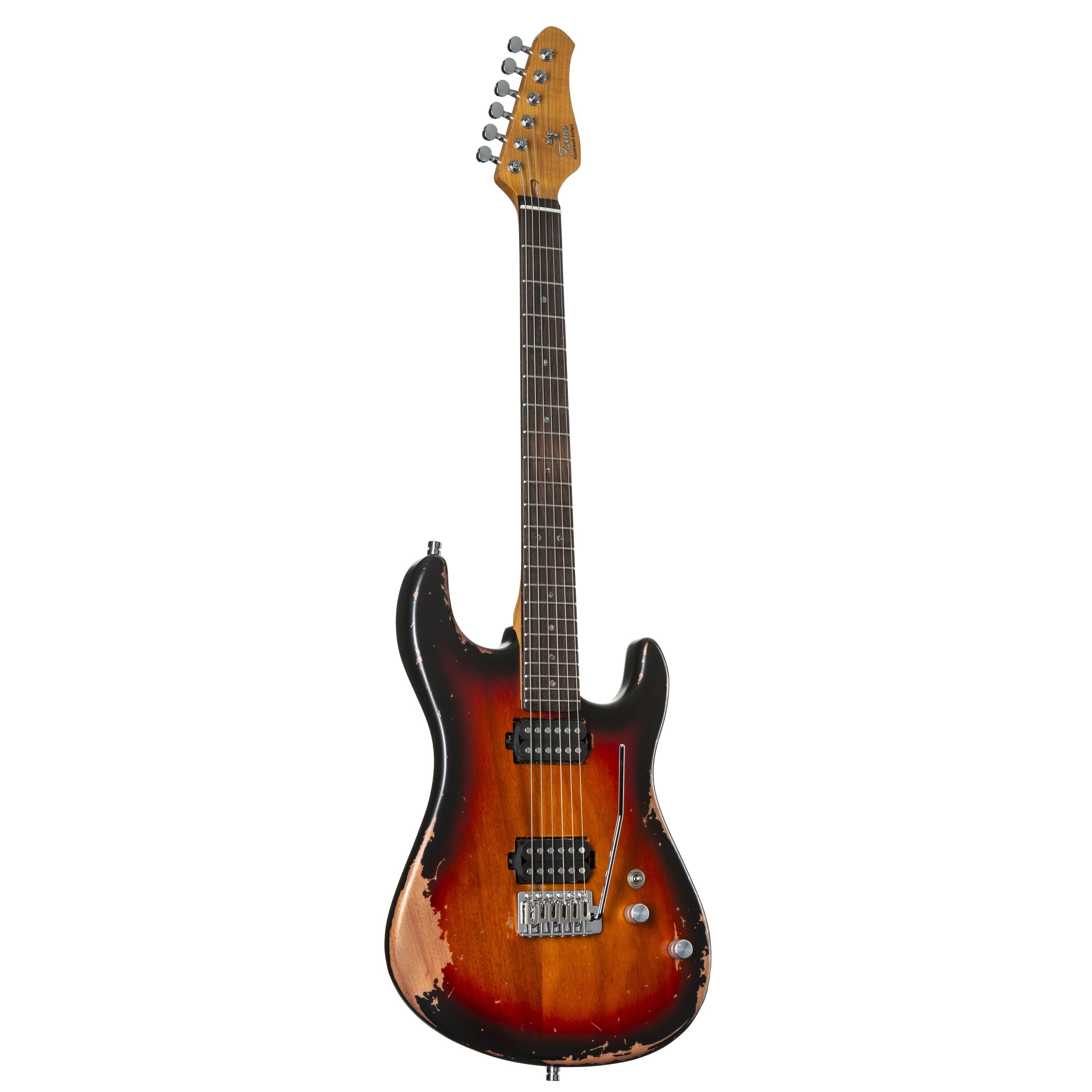 FAME E-Gitarre, Электрогитары, ST-Modelle, Custom ST RW Worn Sunburst - E-Gitarre