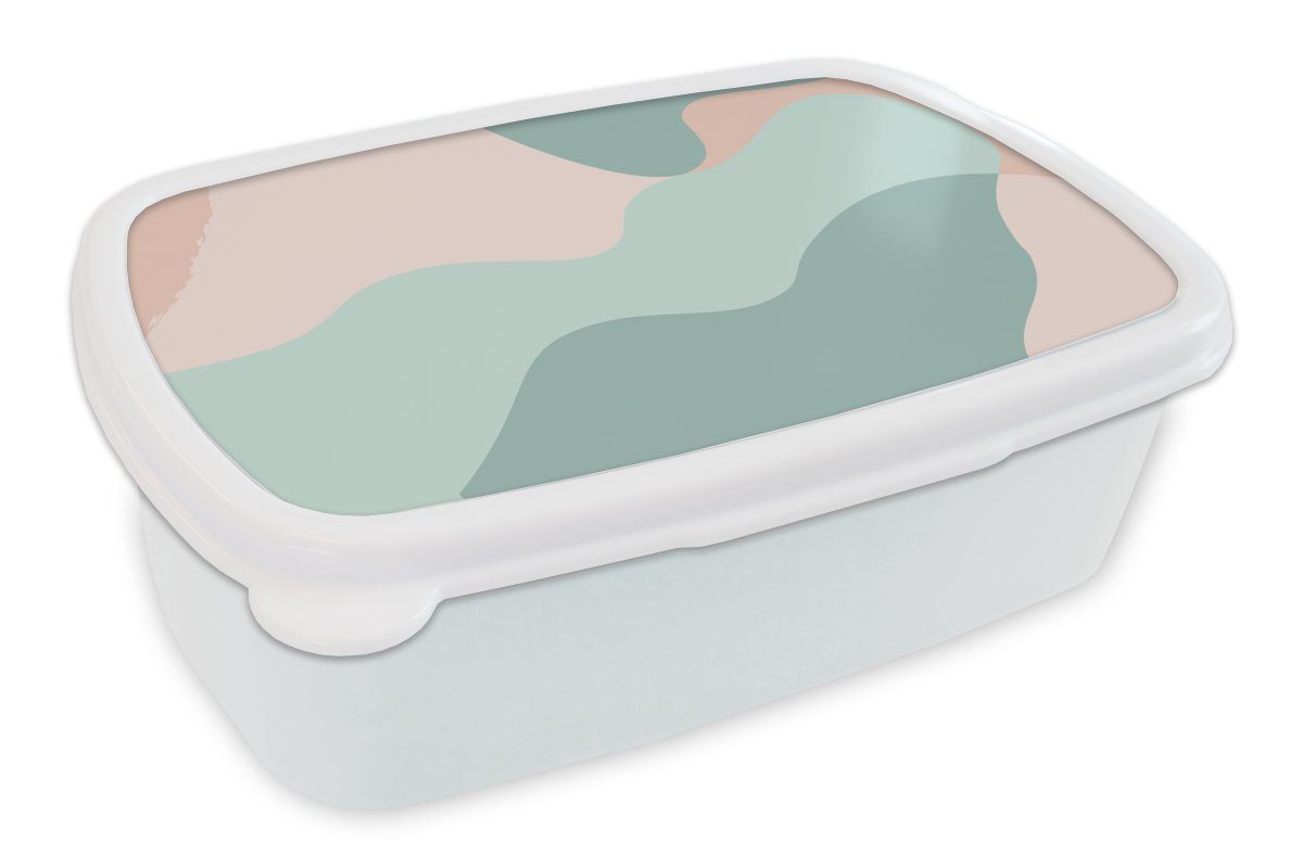 MuchoWow Lunchbox Sommer - Formen - Abstrakt, Kunststoff, (2-tlg), Brotbox für Kinder und Erwachsene, Brotdose, für Jungs und Mädchen weiß