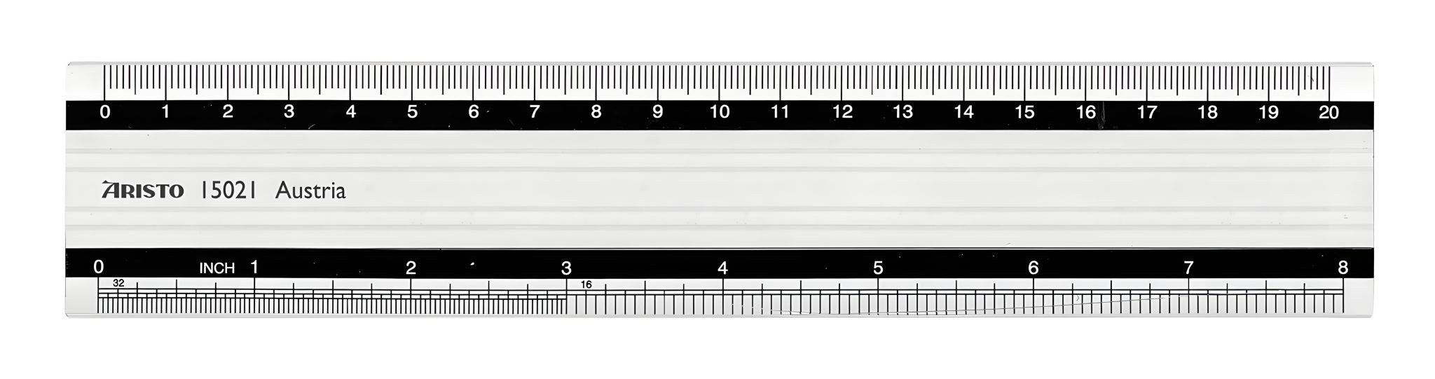 ARISTO Zeichenlineal Aristo Alu-Lineal 20 cm mm-Teilung, mit Gummiauflage