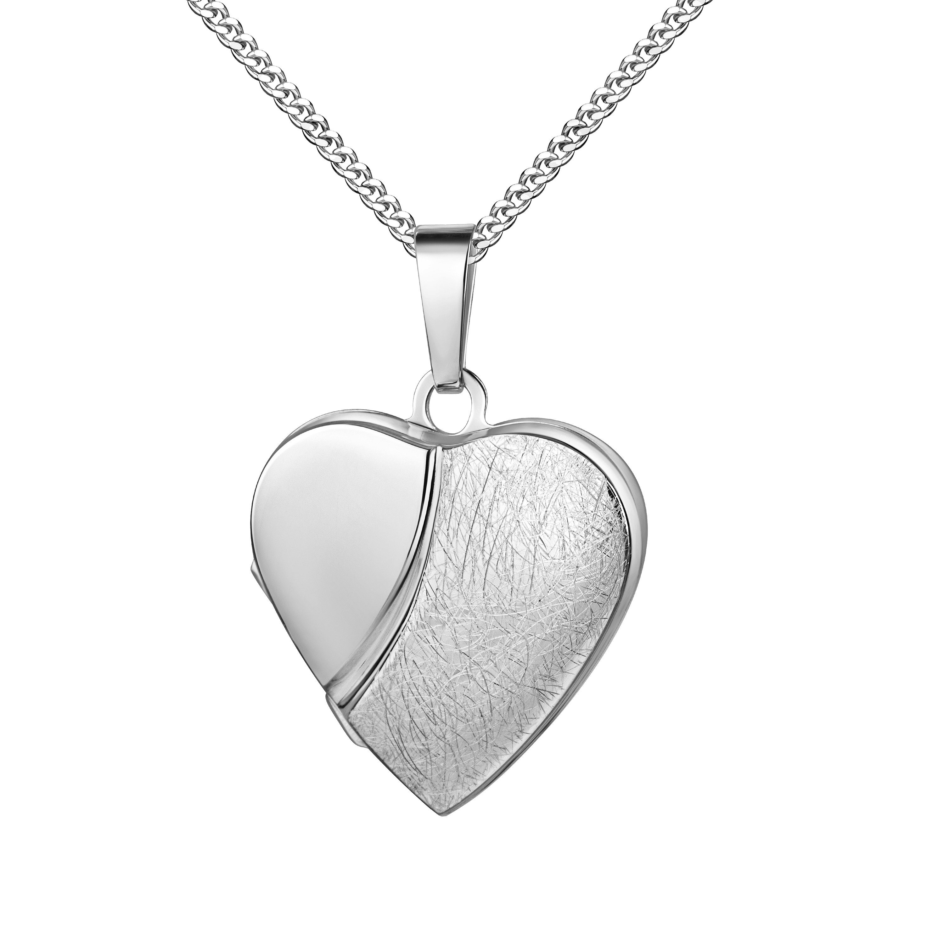 Kette mit Anhänger Medaillon Herzkette Silber 925 Anhänger Herz zum Öffnen für 2 Fotos