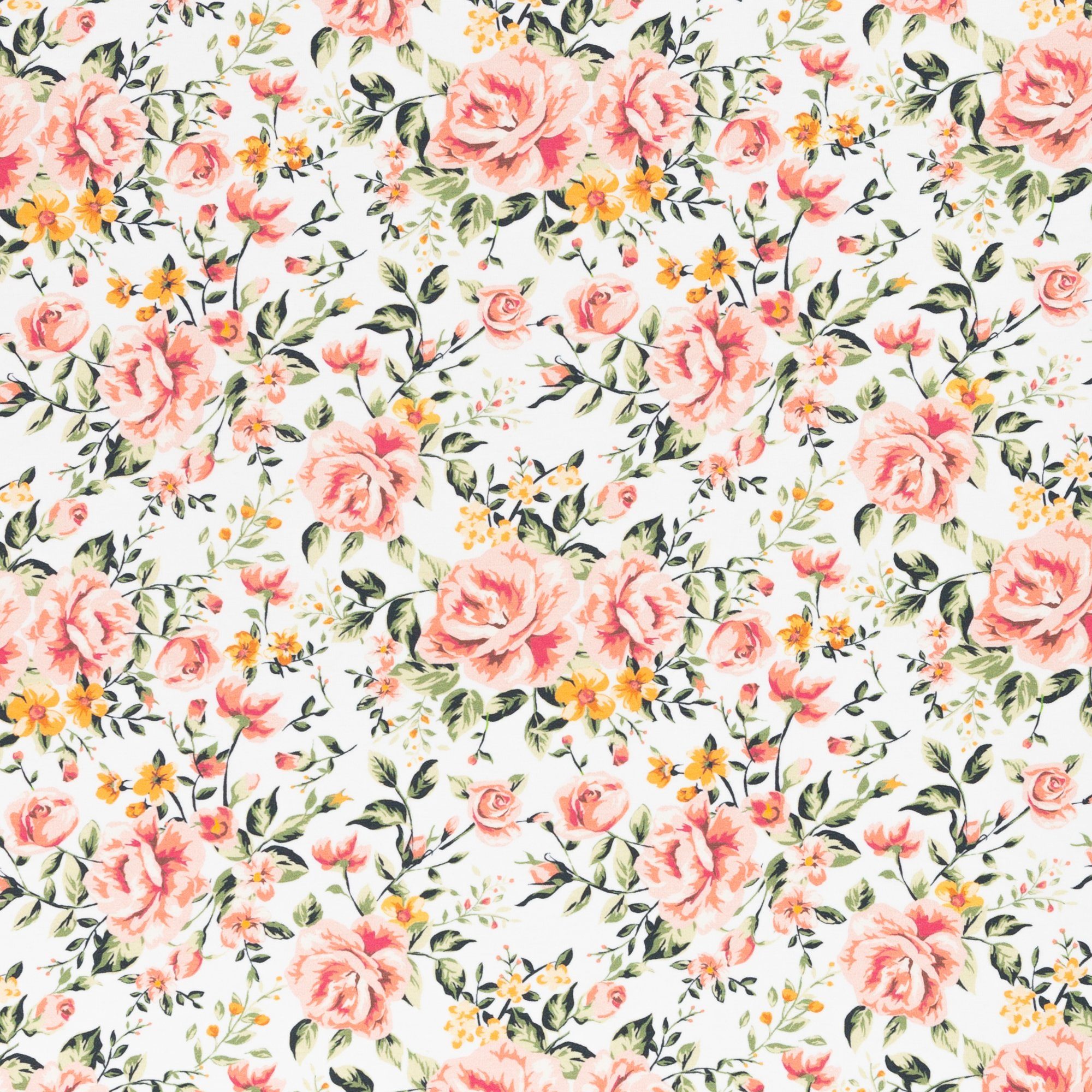 larissastoffe Stoff Jersey Blumen Rosen, Swafing Jonne weiß, Meterware, 50 cm x 150 cm