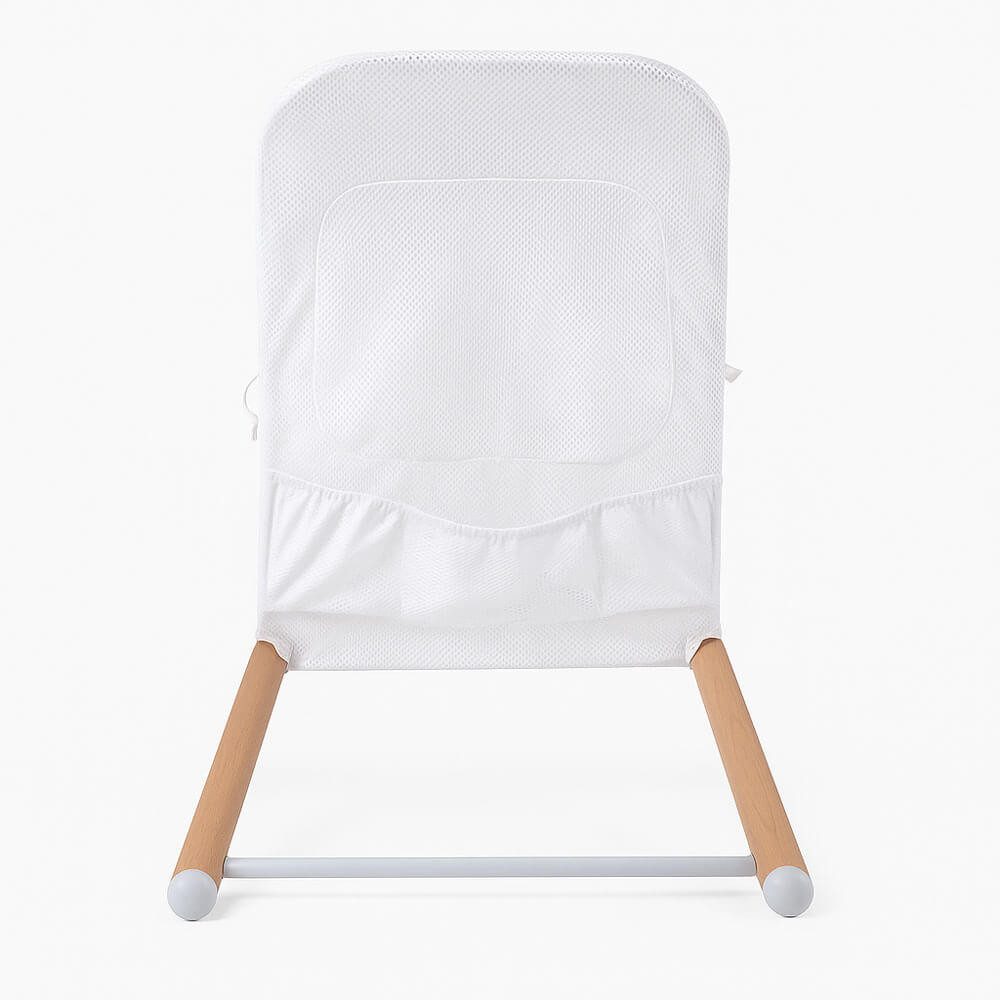 CHILDHOME Baby Bouncer, Baby Bouncer Rocking Chair Infant Baby Swing Wood Steel White