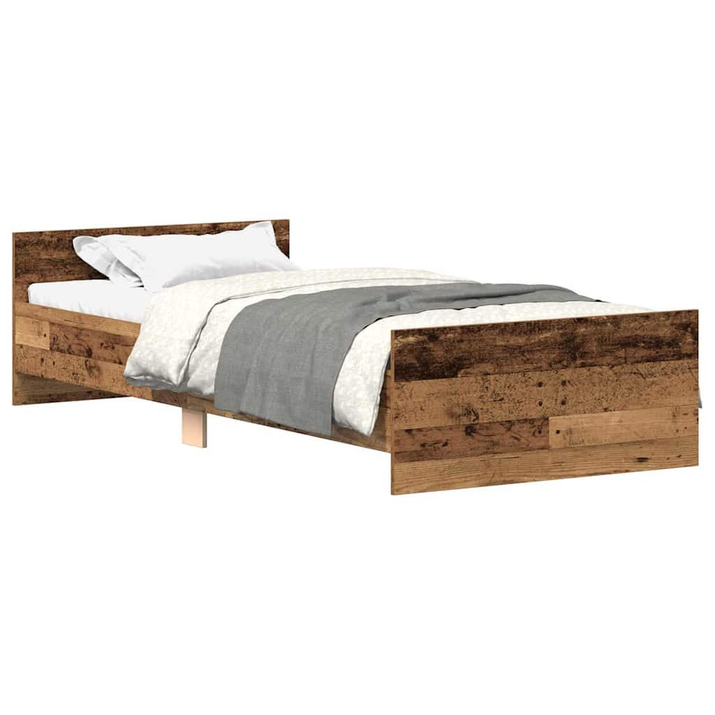 vidaXL Bett Bettgestell ohne Matratze Altholz-Optik 90x200cm Holzwerkstoff