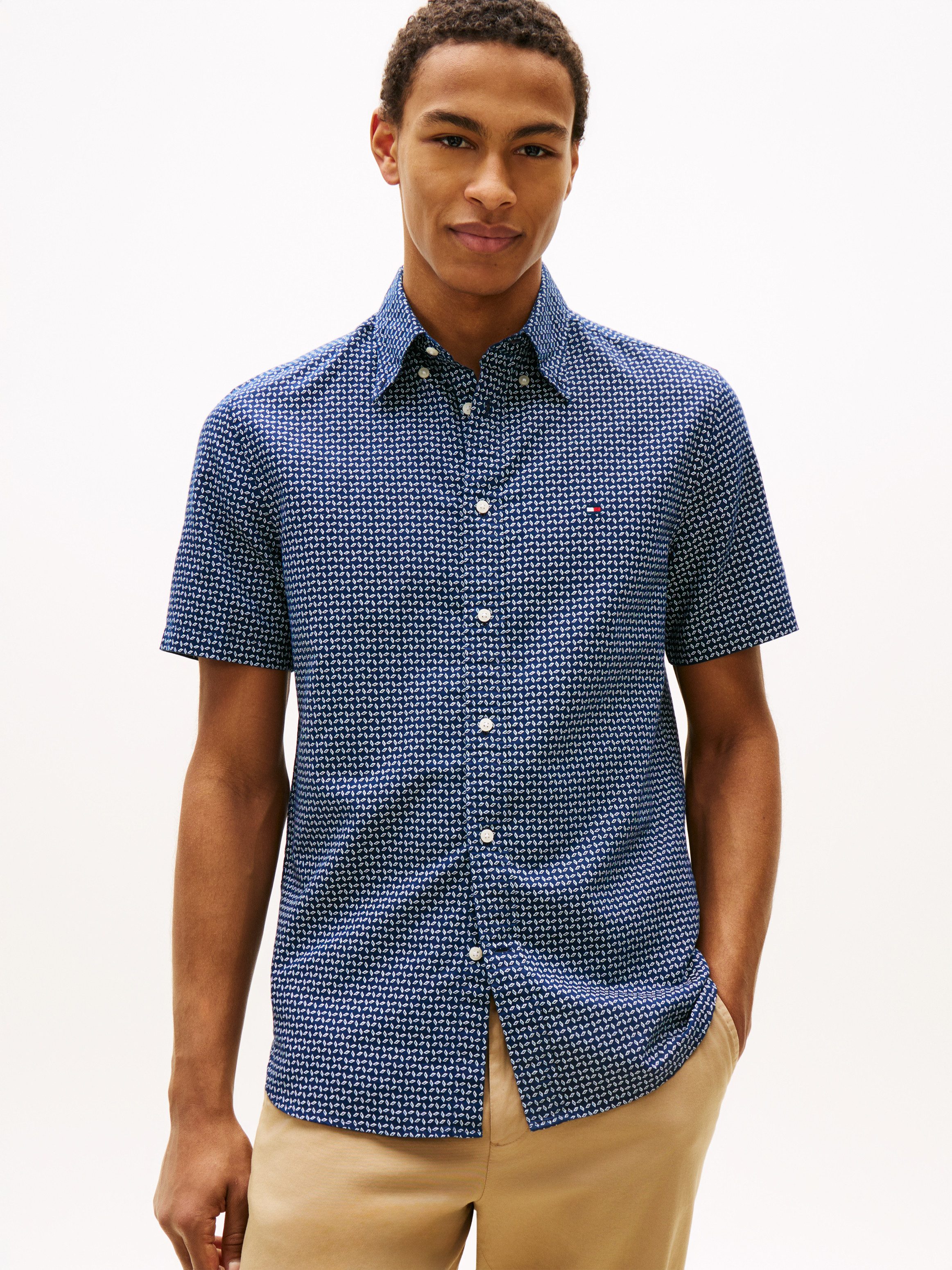 Tommy Hilfiger Kurzarmhemd LINEN BLEND PRINT regular fit