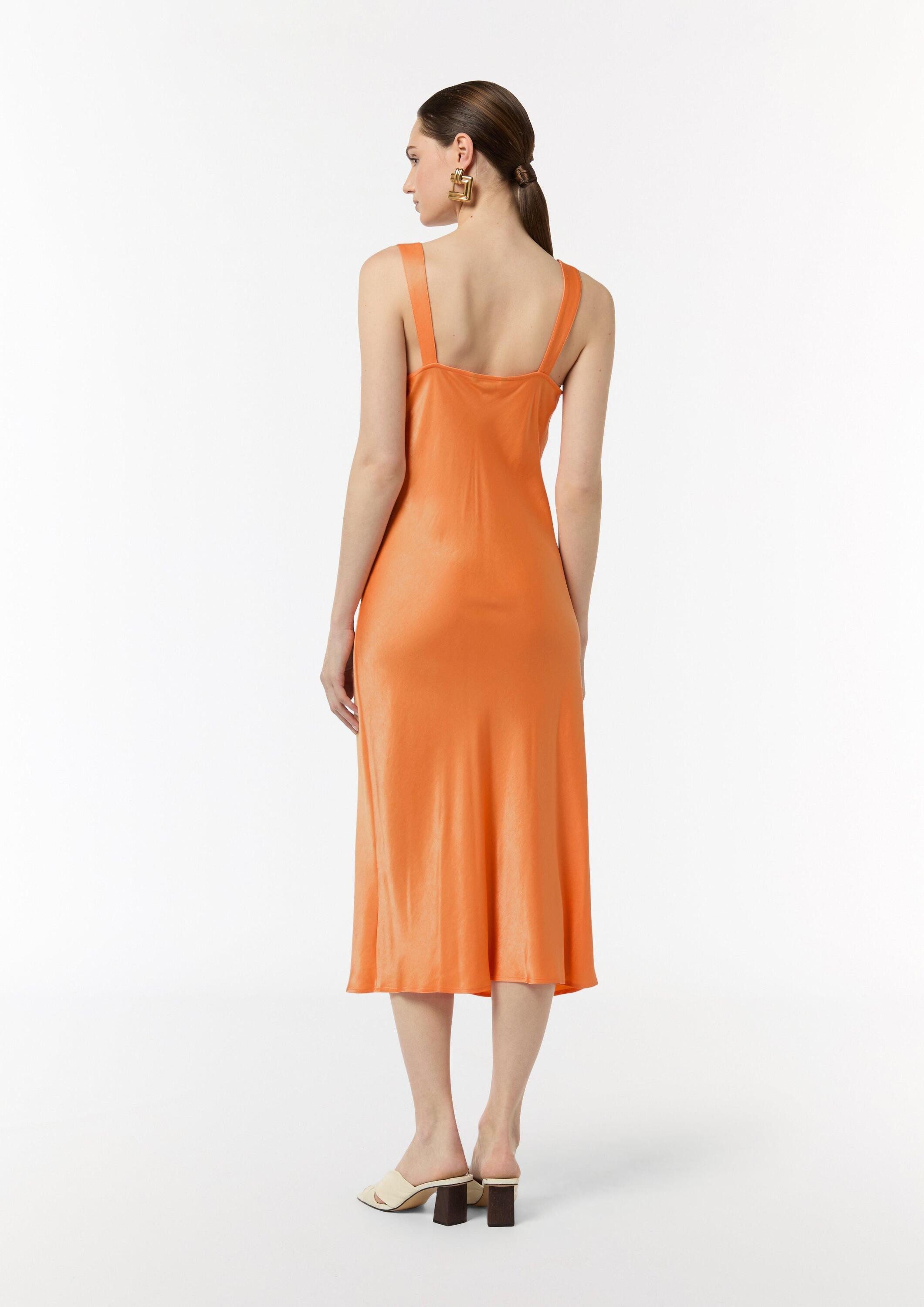 comma Midikleid Kleid Satinkleid mit Wasserfall-Ausschnitt