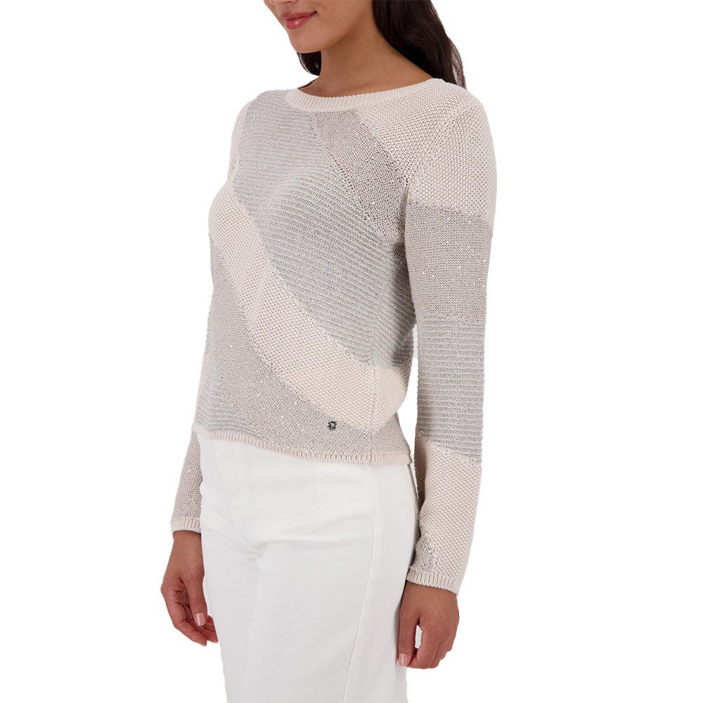 Monari Strickpullover mit Materialmix – champagne beige günstig online kaufen