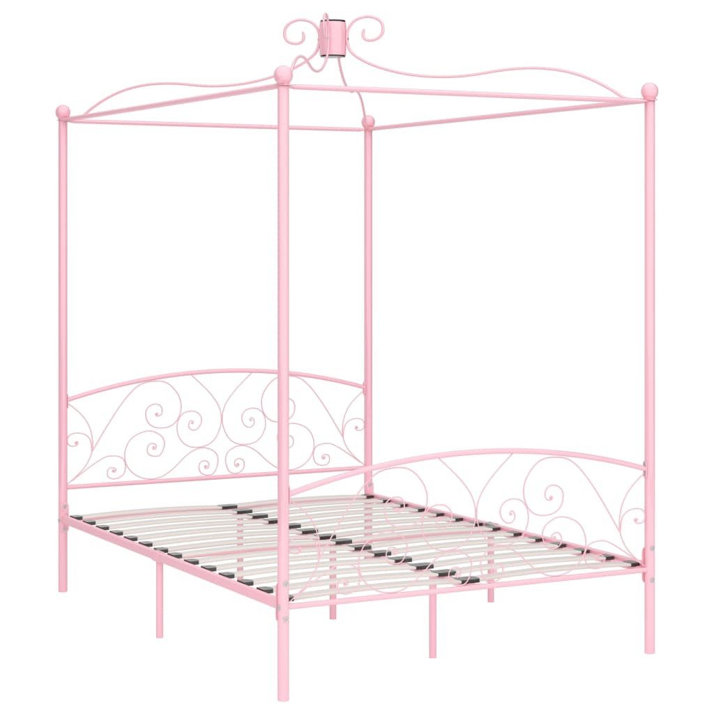 Himmelbett-gestell Rosa Metall 140 X 200 Cm günstig online kaufen