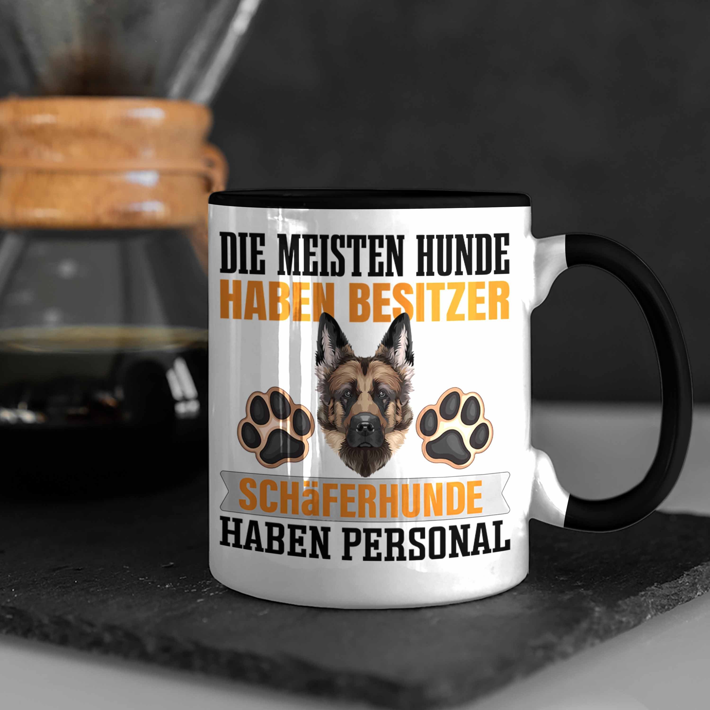 Tasse Besitzer Geschenkidee Geschenk Tasse Spruch Besit Schwarz Trendation Schäferhund Lustiger