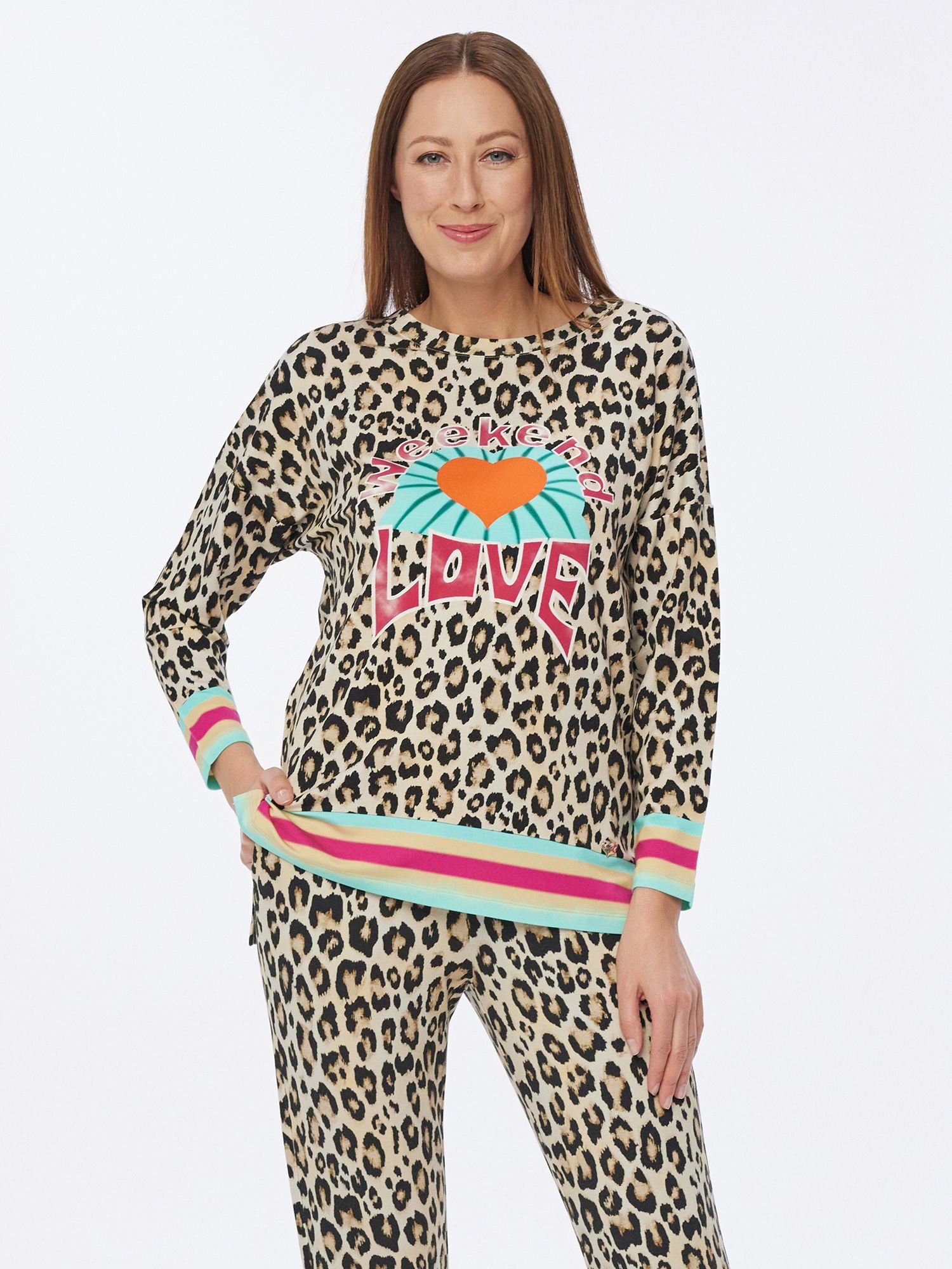 MONACO blue WEEKEND Langarmshirt Sweatshirt figurumspielend mit "WEEKEND LOVE"-Aufdruck