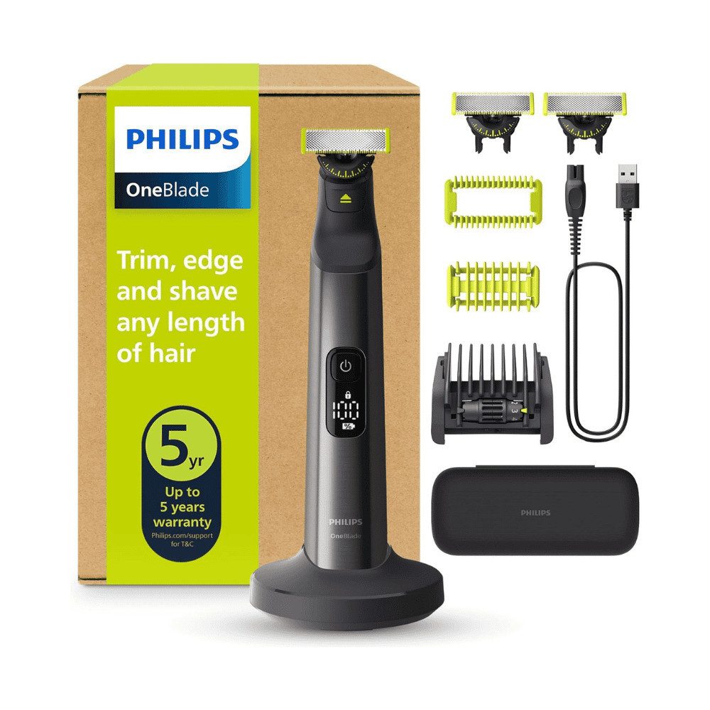 Philips Elektrorasierer Philips OneBlade Pro 360 - QP6652/35, Aufsätze: 2, Wet&Dry, 100% Wasserdicht, 360° Klinge, Trimmen & Rasieren