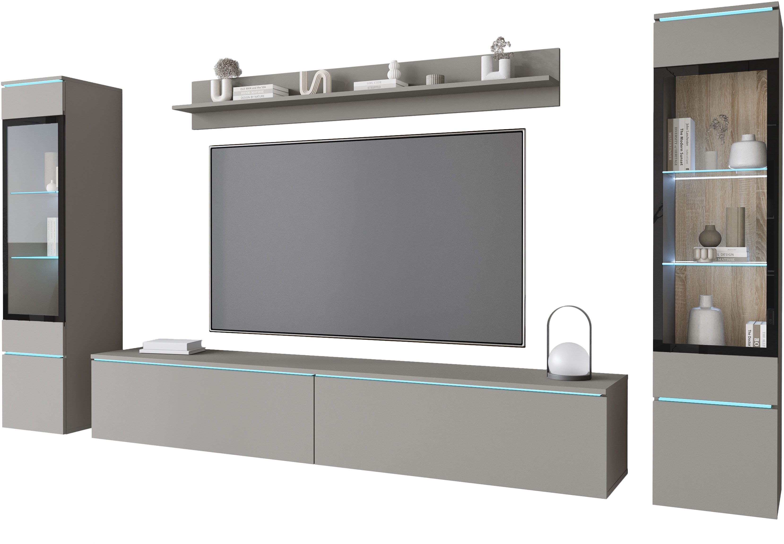 INOSIGN Wohnwand VERA II, Vitrinen Türanschlag wechselbar, (Komplett-Set, 4 günstig online kaufen