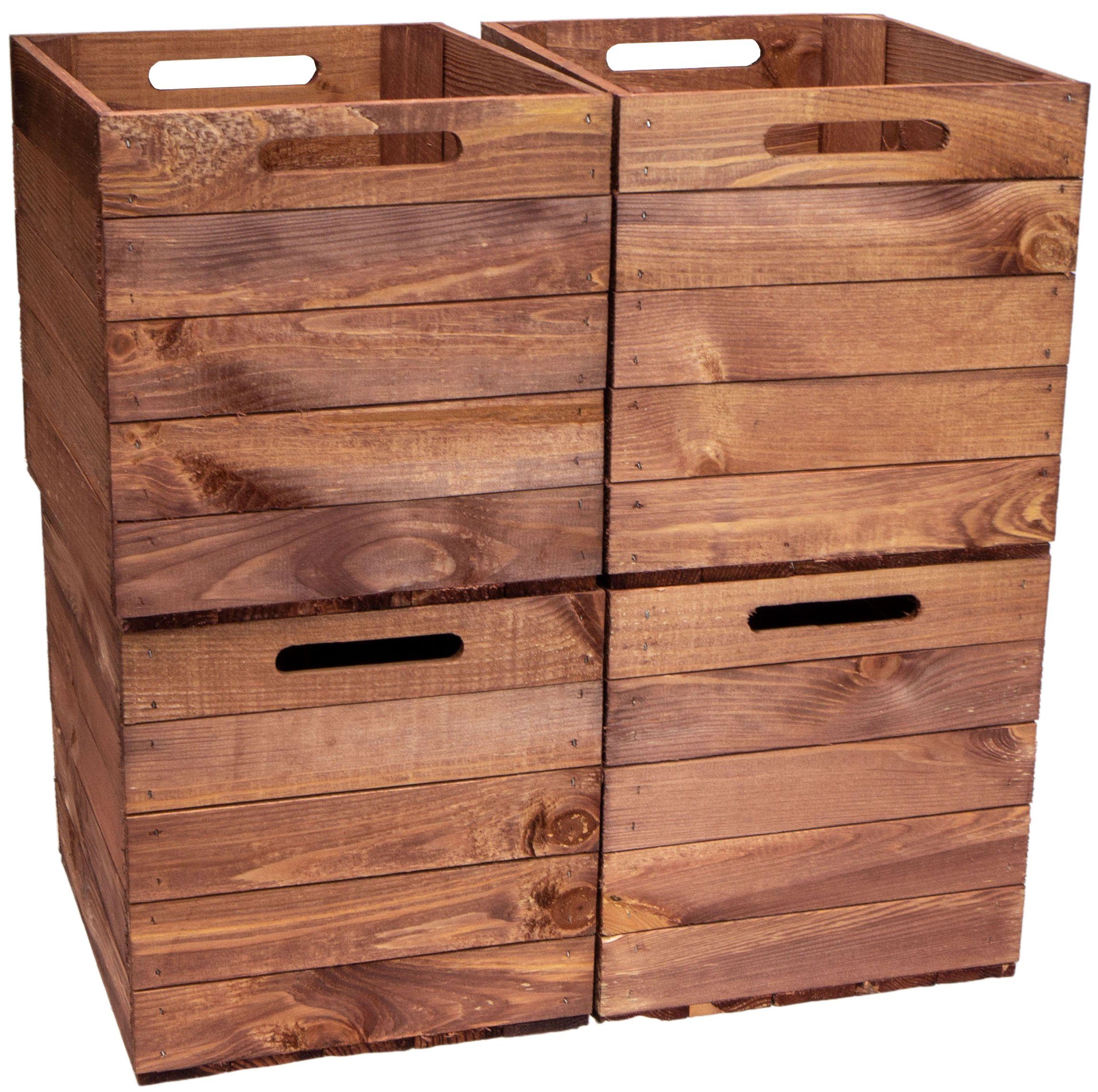 Kistenkolli Altes Land Allzweckkiste 3er set Holzkiste Vintage Ocker passend für Kallax und Expeditregale (Spar-Set, 3er Set)