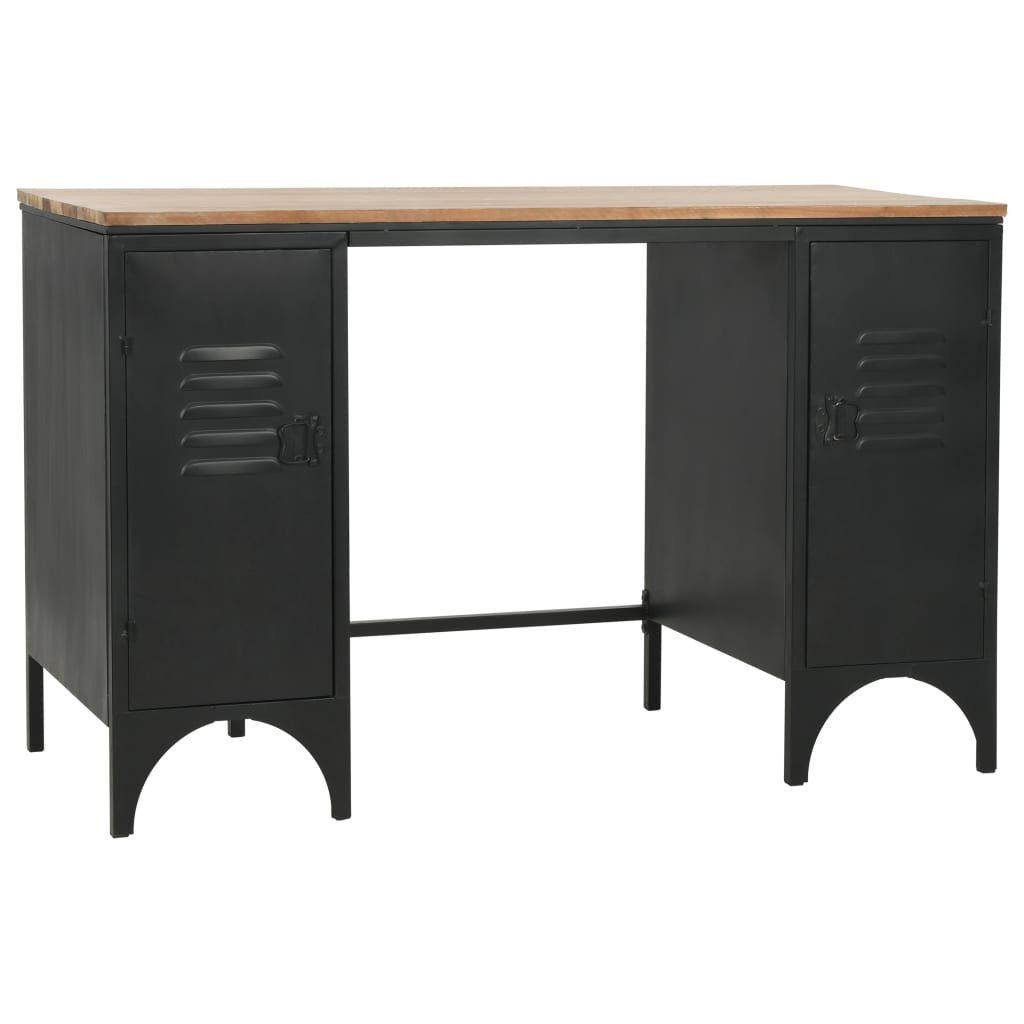 Stahl Schreibtisch mit Tannenholz und vidaXL Massiv Schreibtisch 120x50x76 Ständer cm