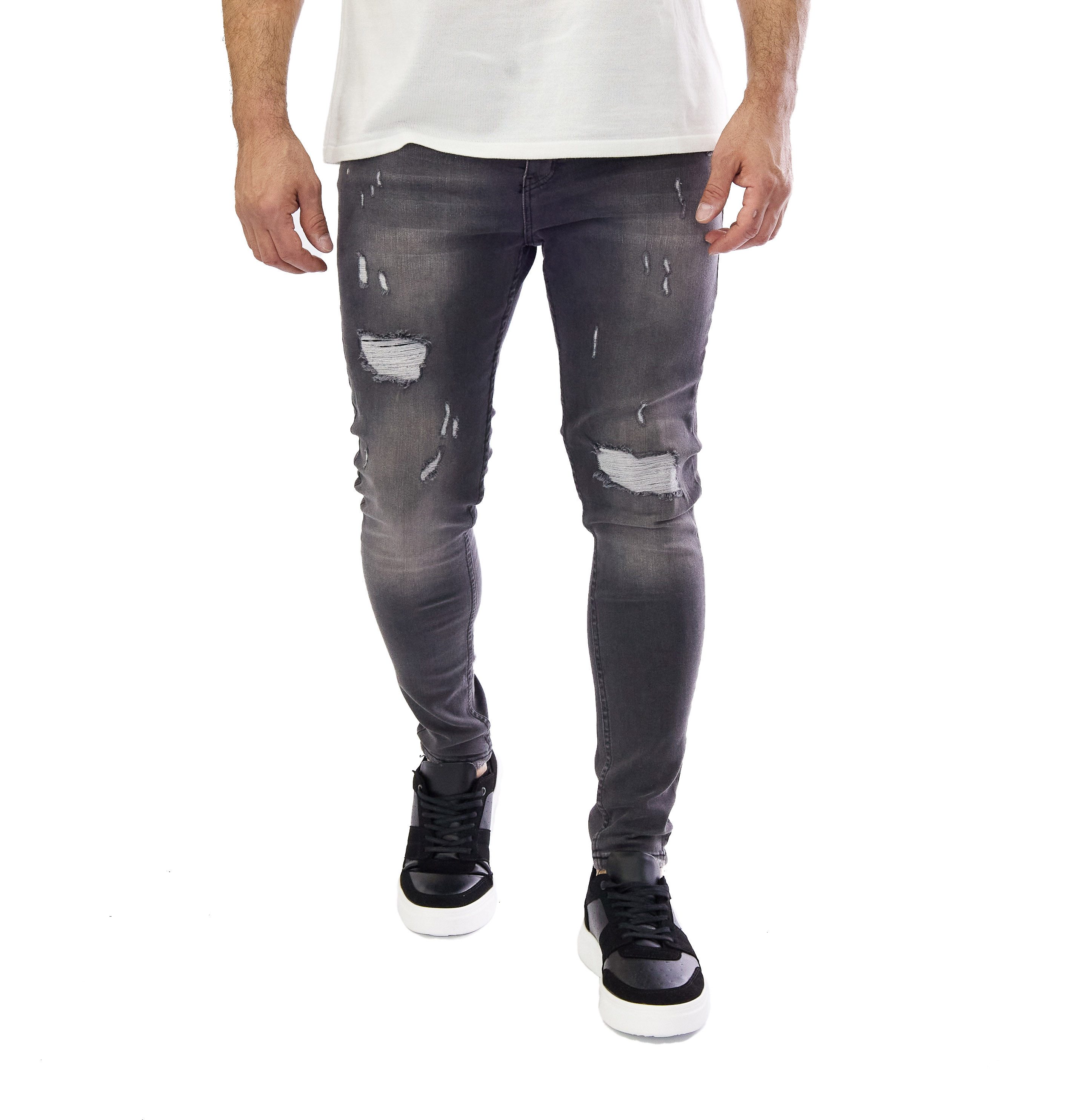 Denim Distriqt Skinny-fit-Jeans Lässige Herren Destroyed Skinny Jeans günstig online kaufen