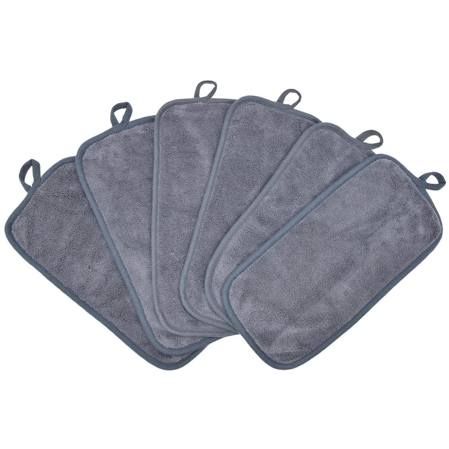LuxusKollektion Gesichtsreinigungstücher Abschminktuch Mikrofaser Grau 6 Stück 6x12inch