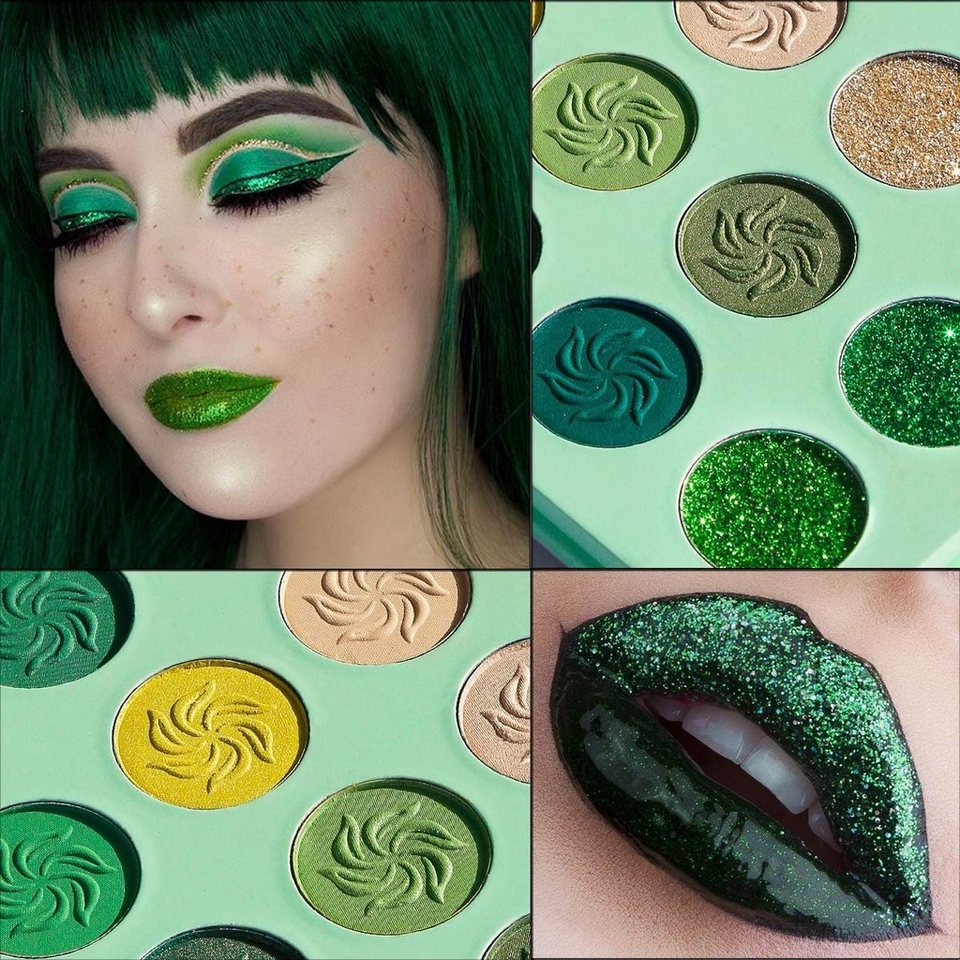 Haiaveng Lidschatten Lidschatten Palette Grüne Matt Glitzer,Avocado-Green  Eyeshadow Palette, Ein Stück, Vegan Palette Lidschatten 15 Farbe