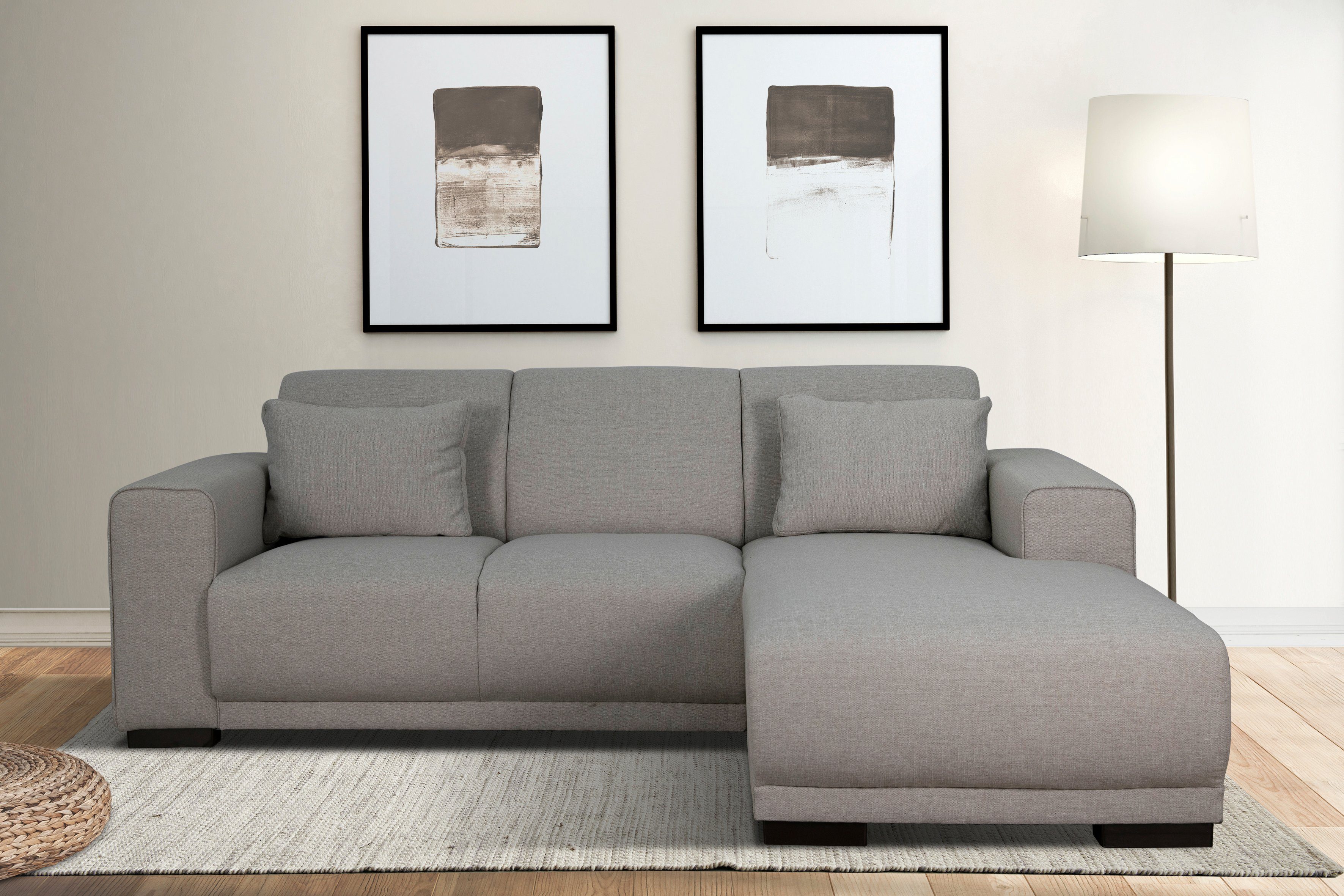 OTTO home Ecksofa BORNHOLM L-Form, B: 234 cm - OTTO. Verlässliche Qualität., Recamiere links oder rechts bestellbar, Wellenfederung, inkl. 2 Kissen