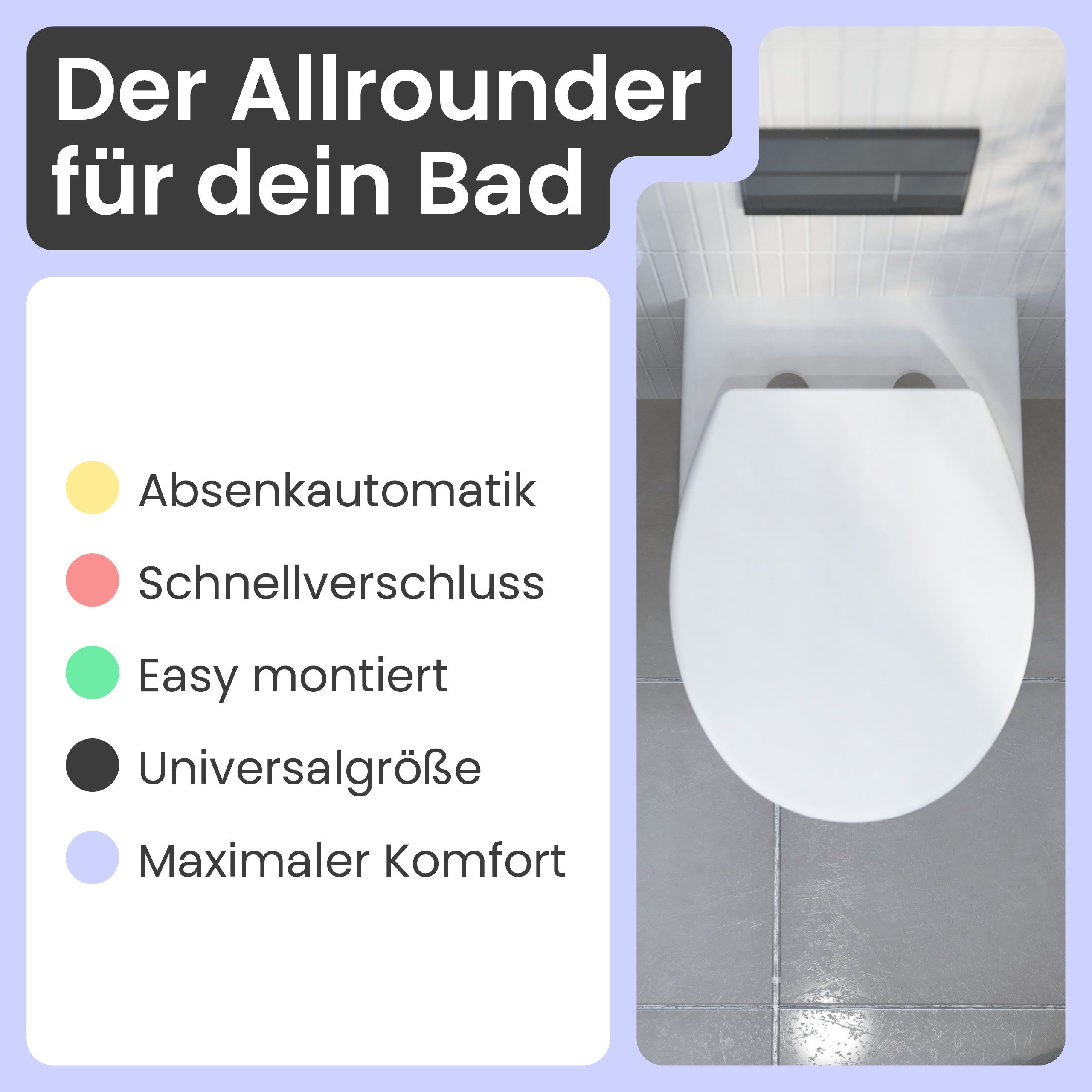 instmaier WC-Sitz instmaier Helma, Toilettendeckel mit Absenkautomatik, Absenkautomatik, zur Reinigung abnehmbar, Duroplast