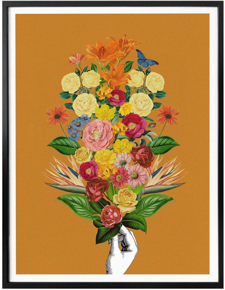 St) (1 Wall-Art Gelb, Schriftzug Botanical Poster
