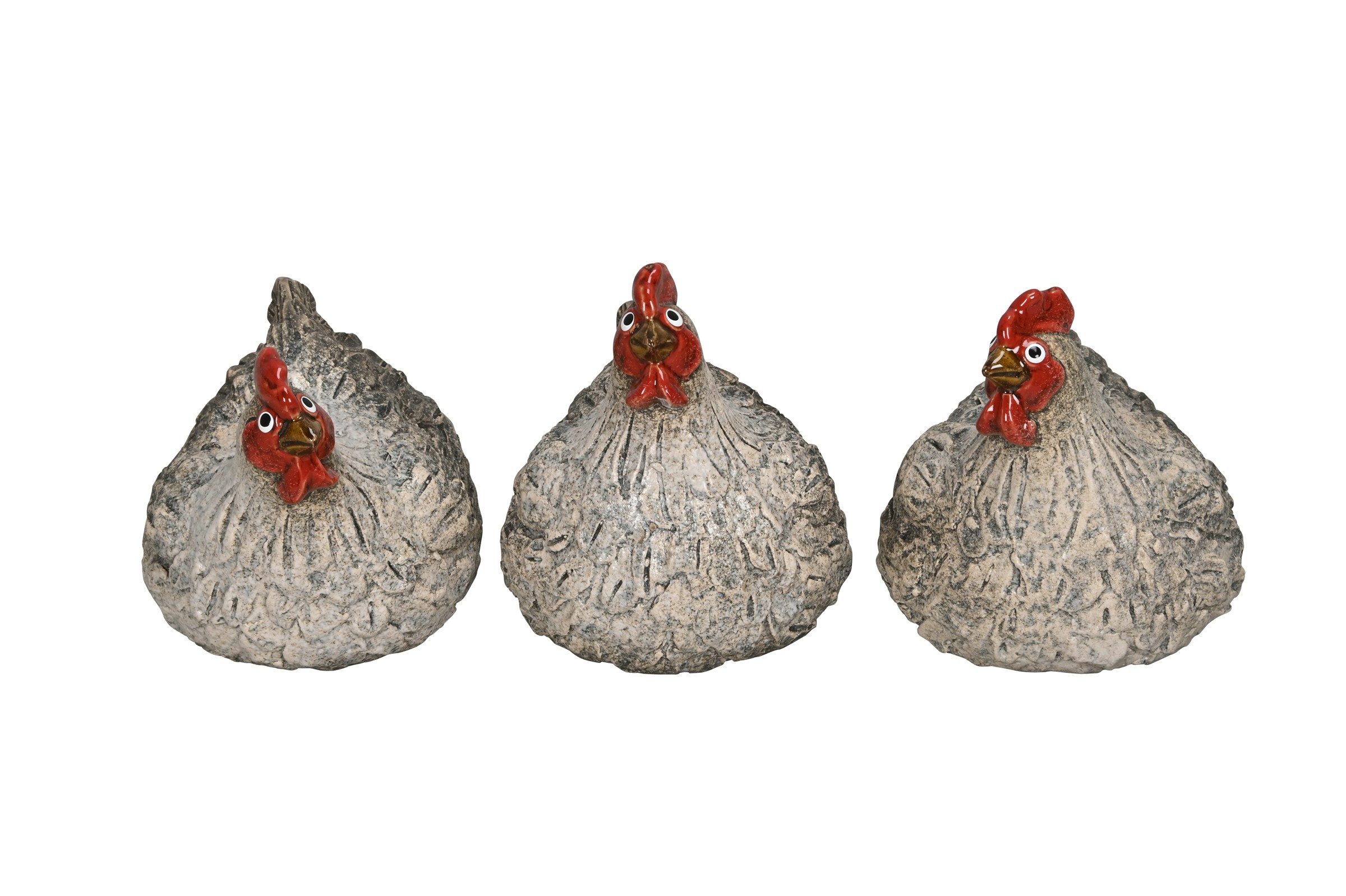 Osterfigur Huhn Henne Steingut 3fach sort. creme-natur Landhaus Deko