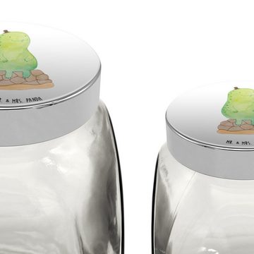 Mr. & Mrs. Panda Vorratsglas L 870ml Schildkröte Pause - Weiß - Geschenk, Vorratsdose, sitzen, Süß, Premium Glas, (1-tlg), Vielseitig einsetzbar