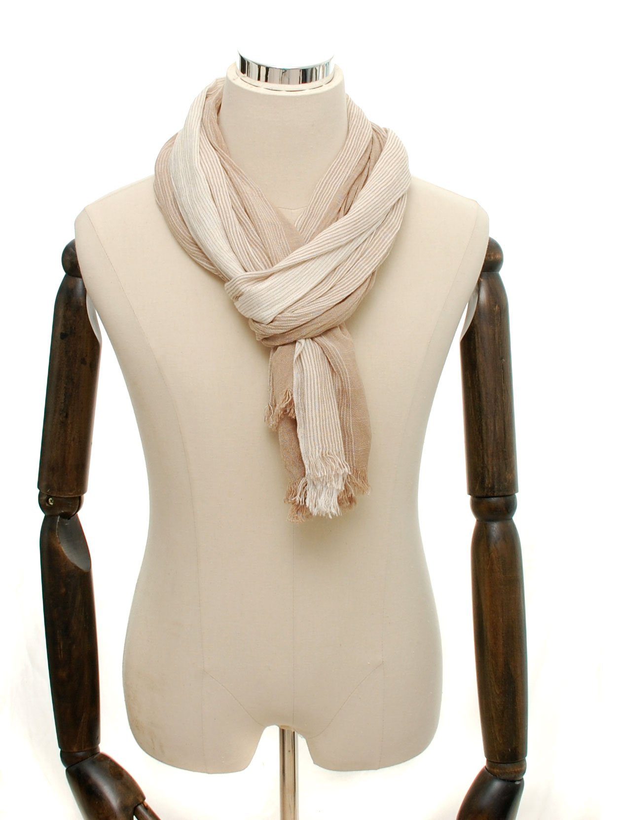 Bovari Modeschal Herren Schal – Baumwolle Viskose Mix – mehrfarbiger Streifen Schal, Ganzjahresschal – soft/weich