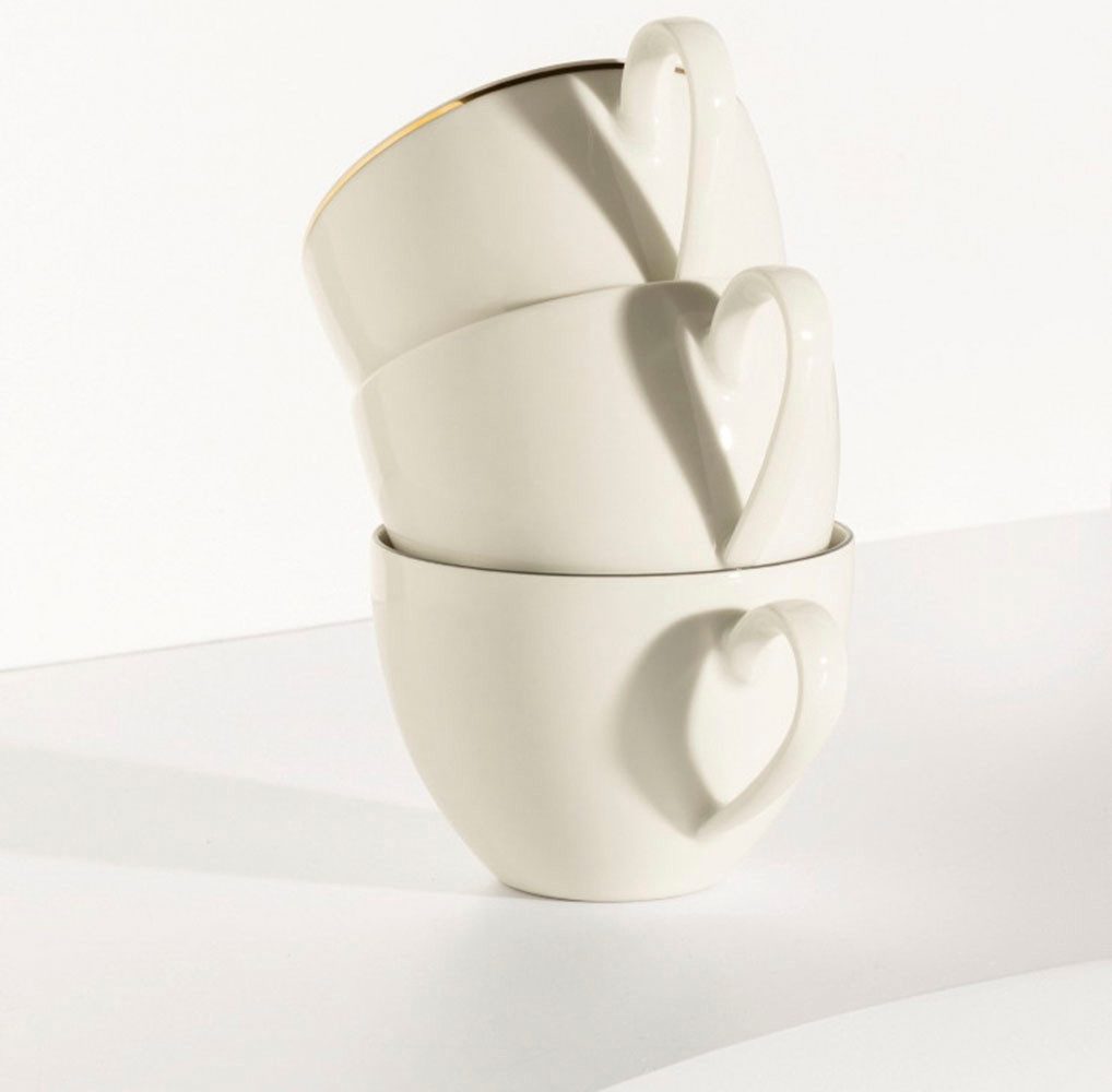 Seltmann Weiden Kaffeeservice Savona (18-tlg), 6 Personen, Porzellan, 6x Tassen 0,27 l, 6x Untertassen 16 cm & 6x Frühstücksteller 22,6 cm