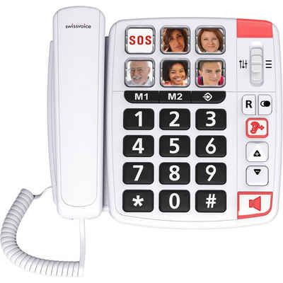 Swissvoice Kabelgebundenes Telefon (Foto-Tasten, Freisprechen, inkl. Notrufsender, Wahlwiederholung)