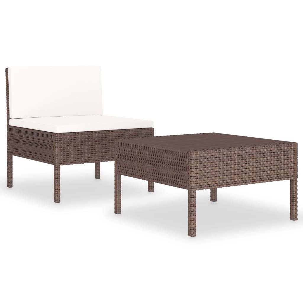 2-tlg. Garten-lounge-set Mit Auflagen Poly Rattan Braun günstig online kaufen
