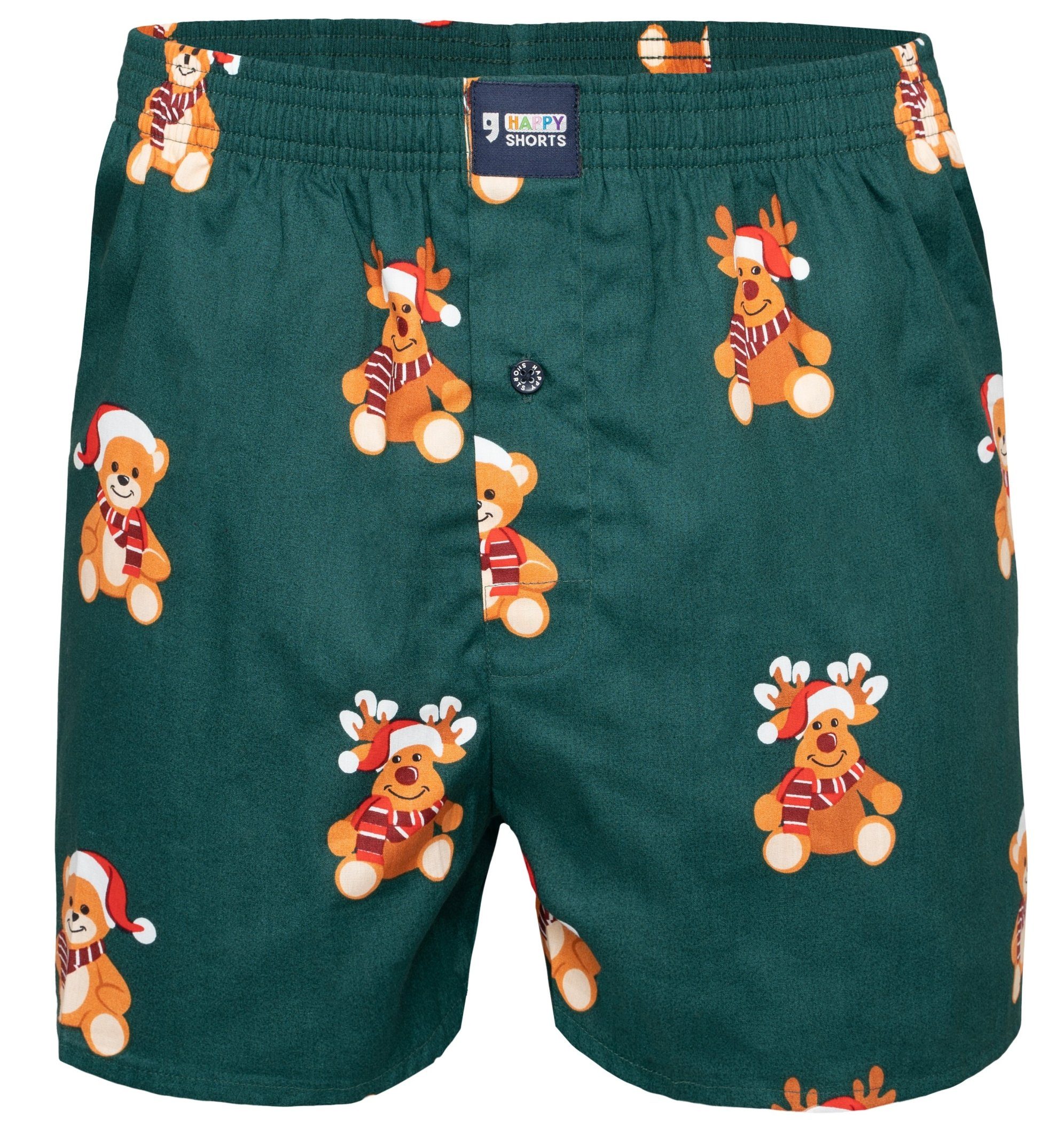 Boxershorts Happy Shorts Herren american Boxer Boxershorts Shorts Webboxer Weihnachten X-Mas Geschenk Rentier - Reindeer