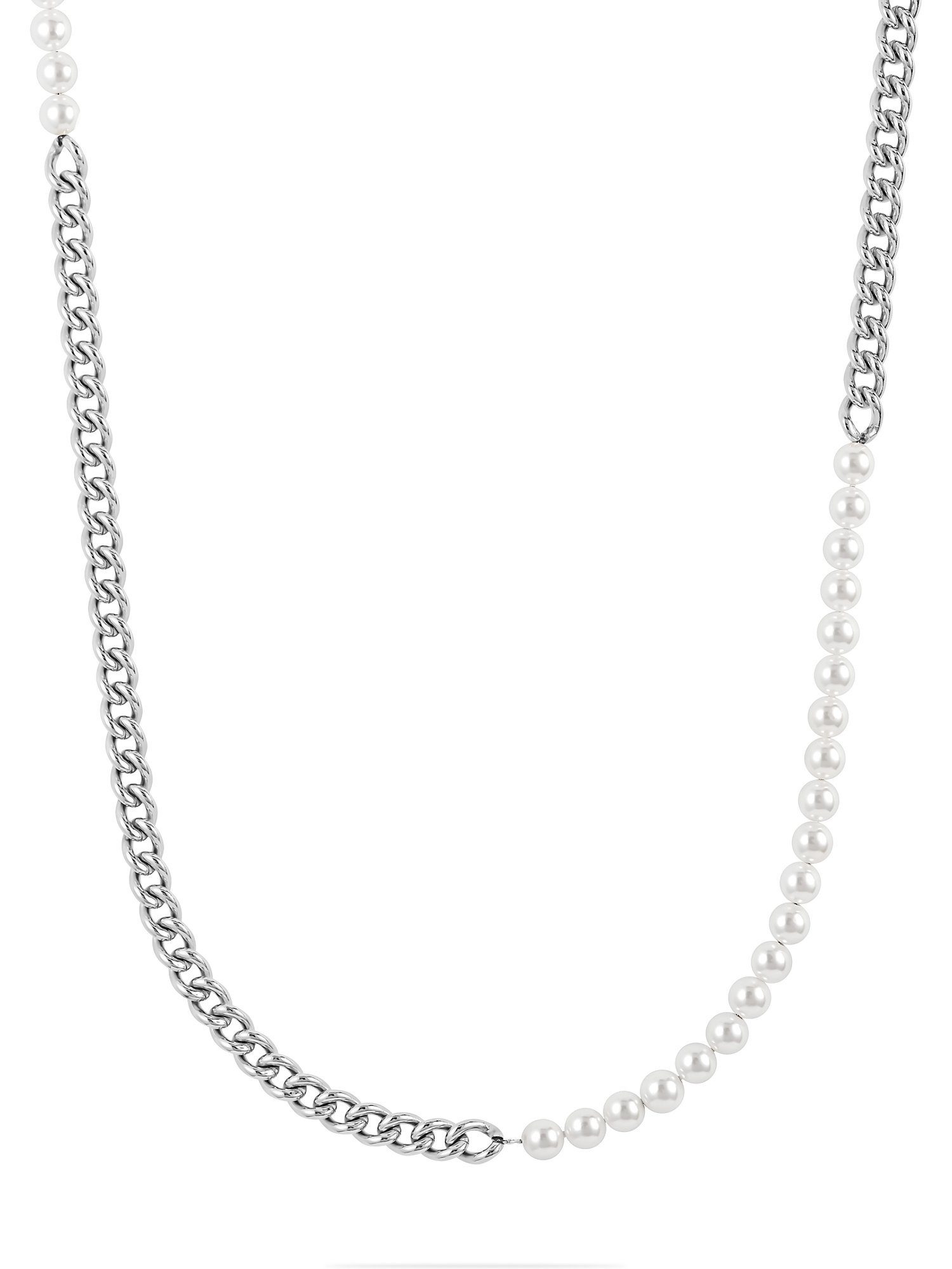 Collier FAVS Herren-Kette Edelstahl, Perle Muschelkern