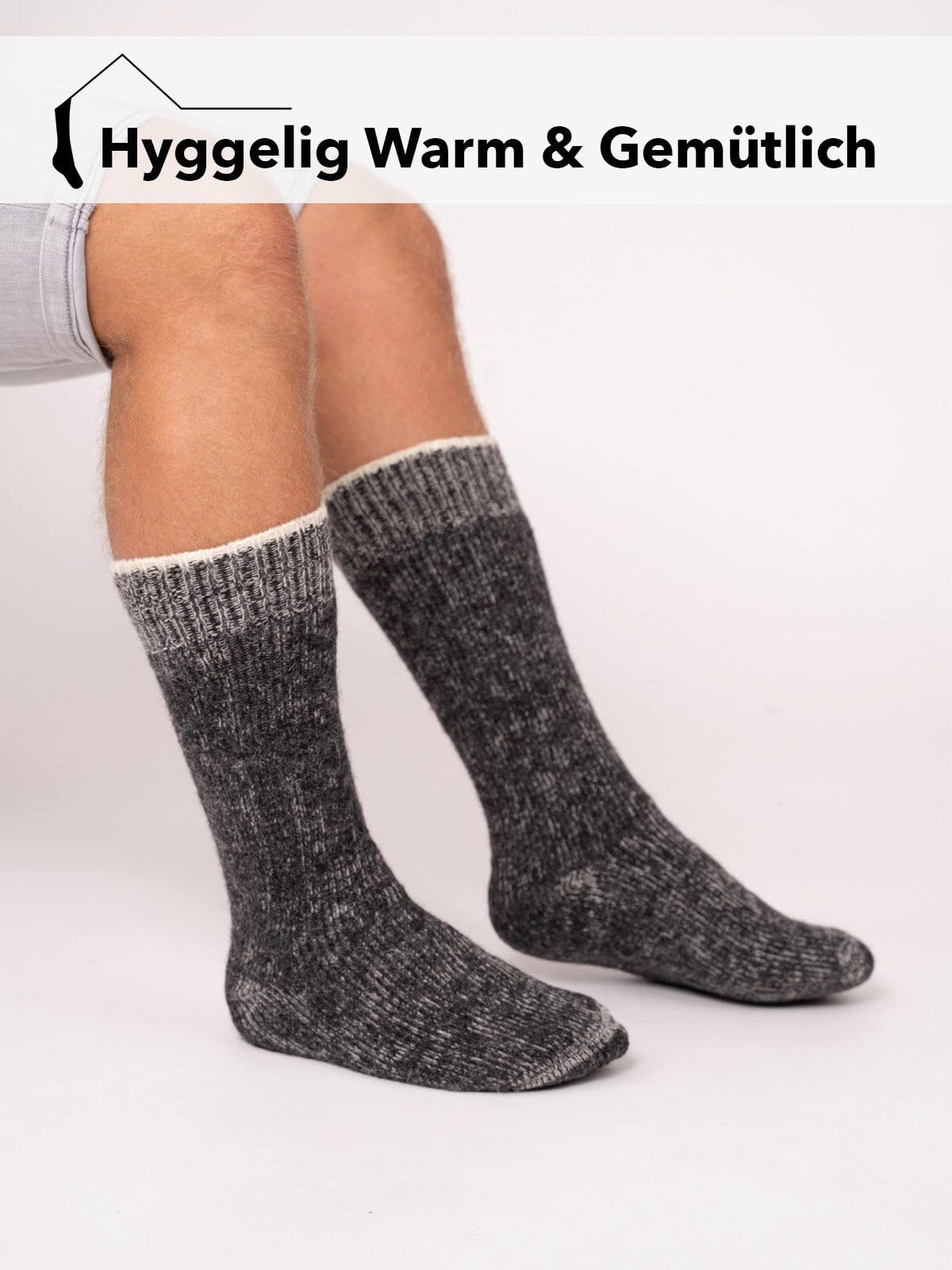 HomeOfSocks Kniestrümpfe Kniestrumpf 95% Wolle mit Alpakawolle Warm Extra dicke und strapazierfähige Kniestrümpfe 95% Wolle Alpakawolle – Bild 4 von 5