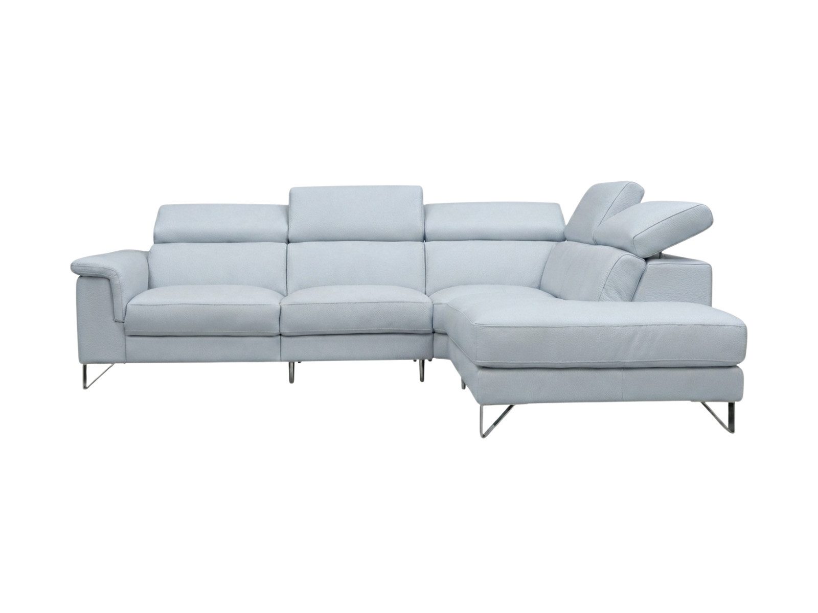 Villa Möbel Ecksofa Antares, L-Form 1 Teile, Echtleder-Ecksofa mit Kopfteilverstellung fürs Wohnzimmer