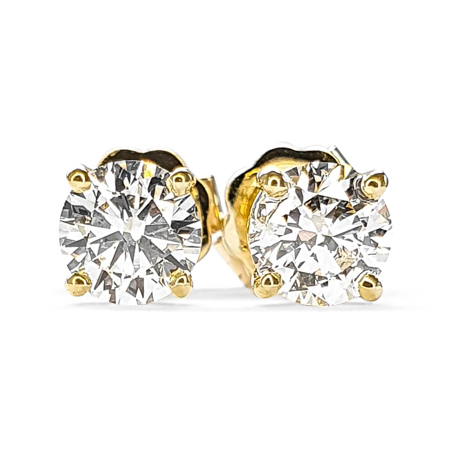 Webgoldschmied Paar Ohrstecker Diamant Ohrstecker 750 Gold mit 2 Diamanten Brillanten 1,05 ct F/IF, handgearbeitet