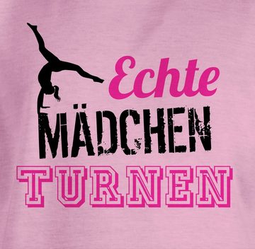 Shirtracer T-Shirt Echte Mädchen turnen fuchsia - schwarz Kinder Sport Kleidung