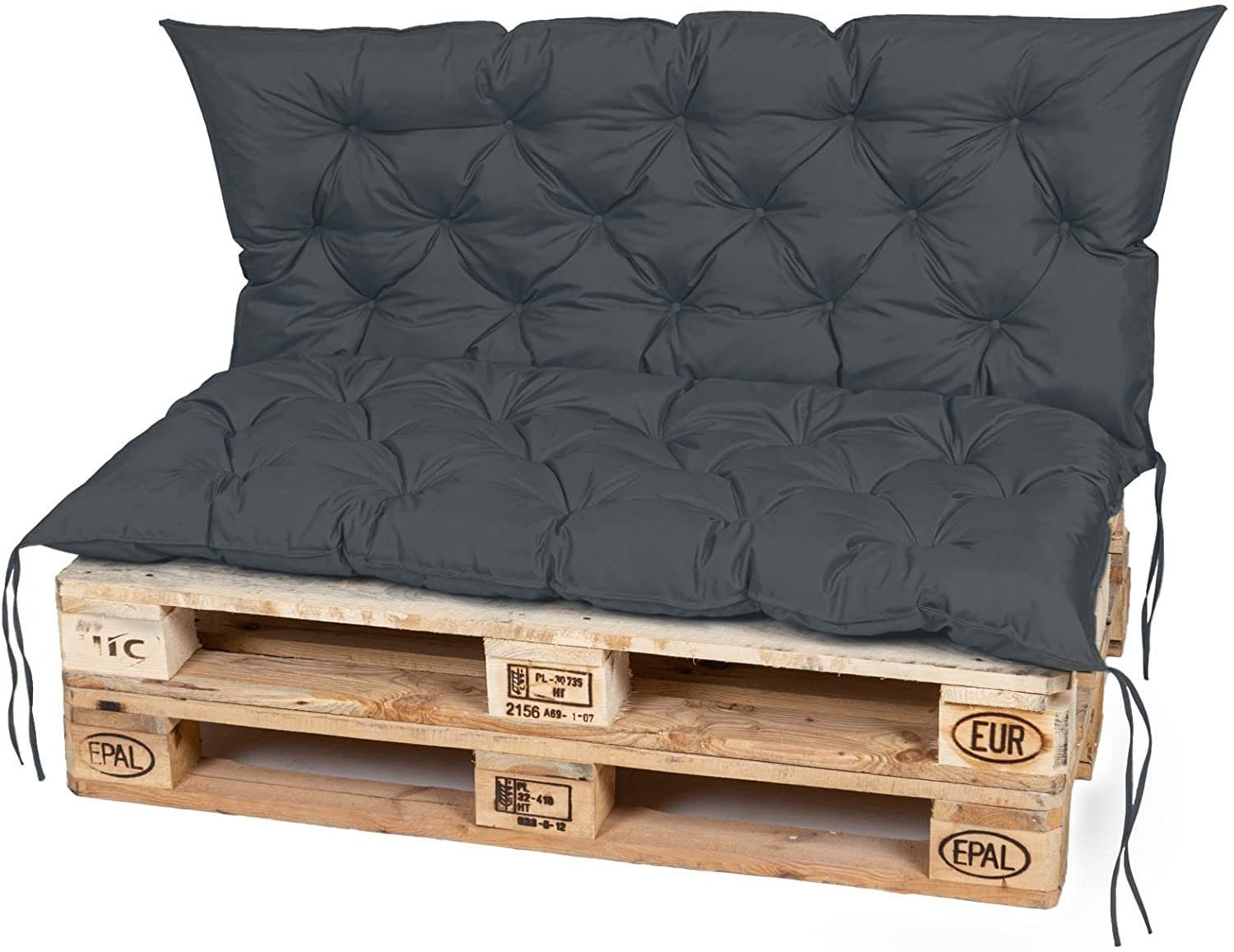 TexDeko Palettenkissen TexDeko-Garden Palettenauflage mit Rückenlehne gesteppt 120x60x50, (Sitzfläche 120x60cm + Rückenlehne 120x50cm)