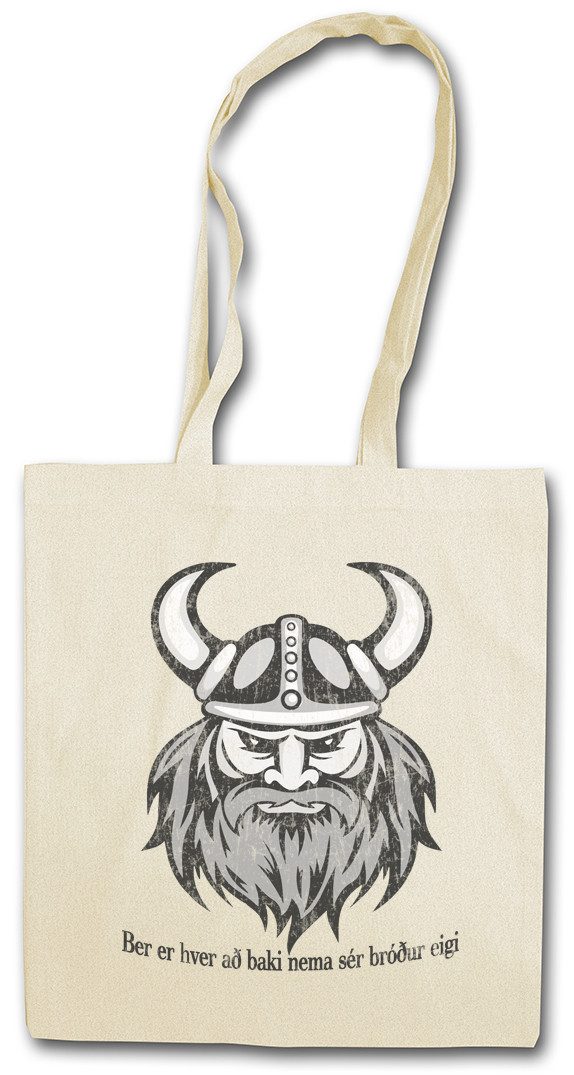 Beuteltasche Viking Head II Stofftasche Krieger Warrior Runen Vikings Runes