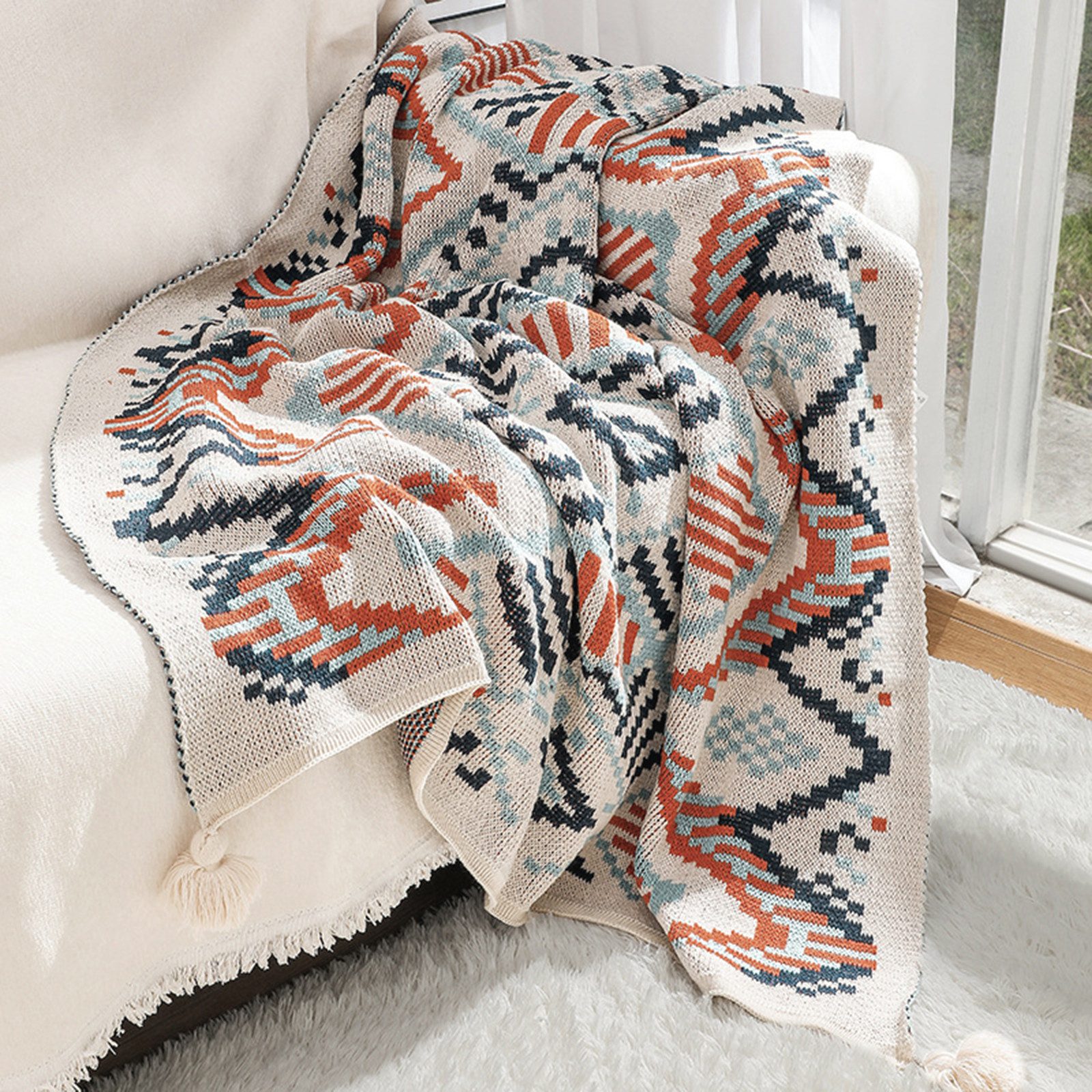 Picknickdecke Boho Decke Sofadecke mit Quaste,Tagesdecke, günstig online kaufen