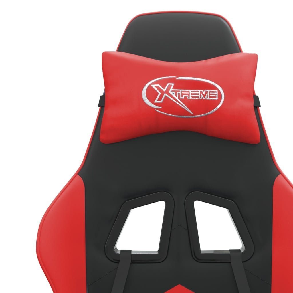 Fußstütze & Gaming-Stuhl furnicato (1 Schwarz Kunstleder Rot mit St) Drehbar