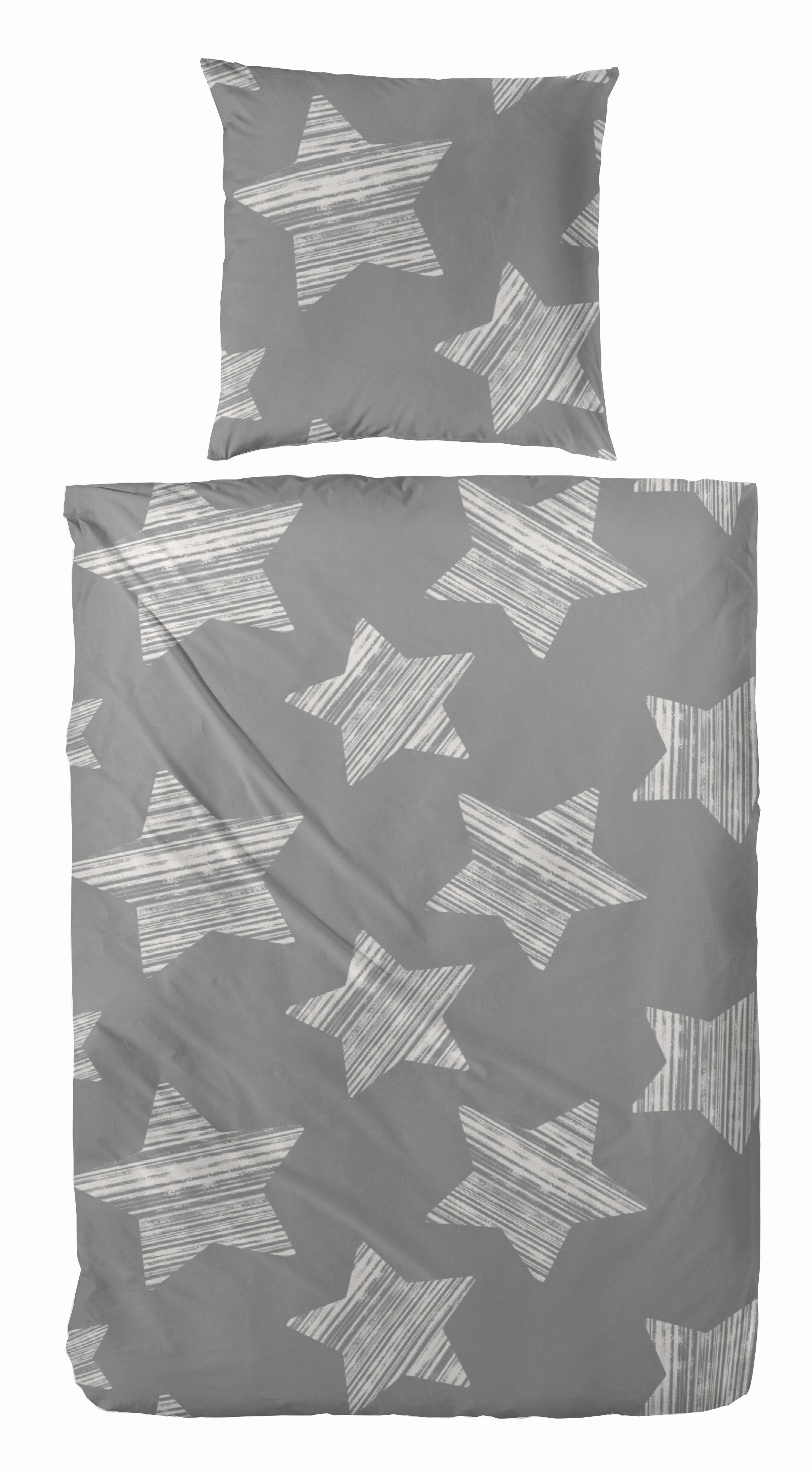Primera Bettwäsche Feinbiber-Bettwäsche Stars, Feinbiber, 2 teilig, mit winterlichen Sternen